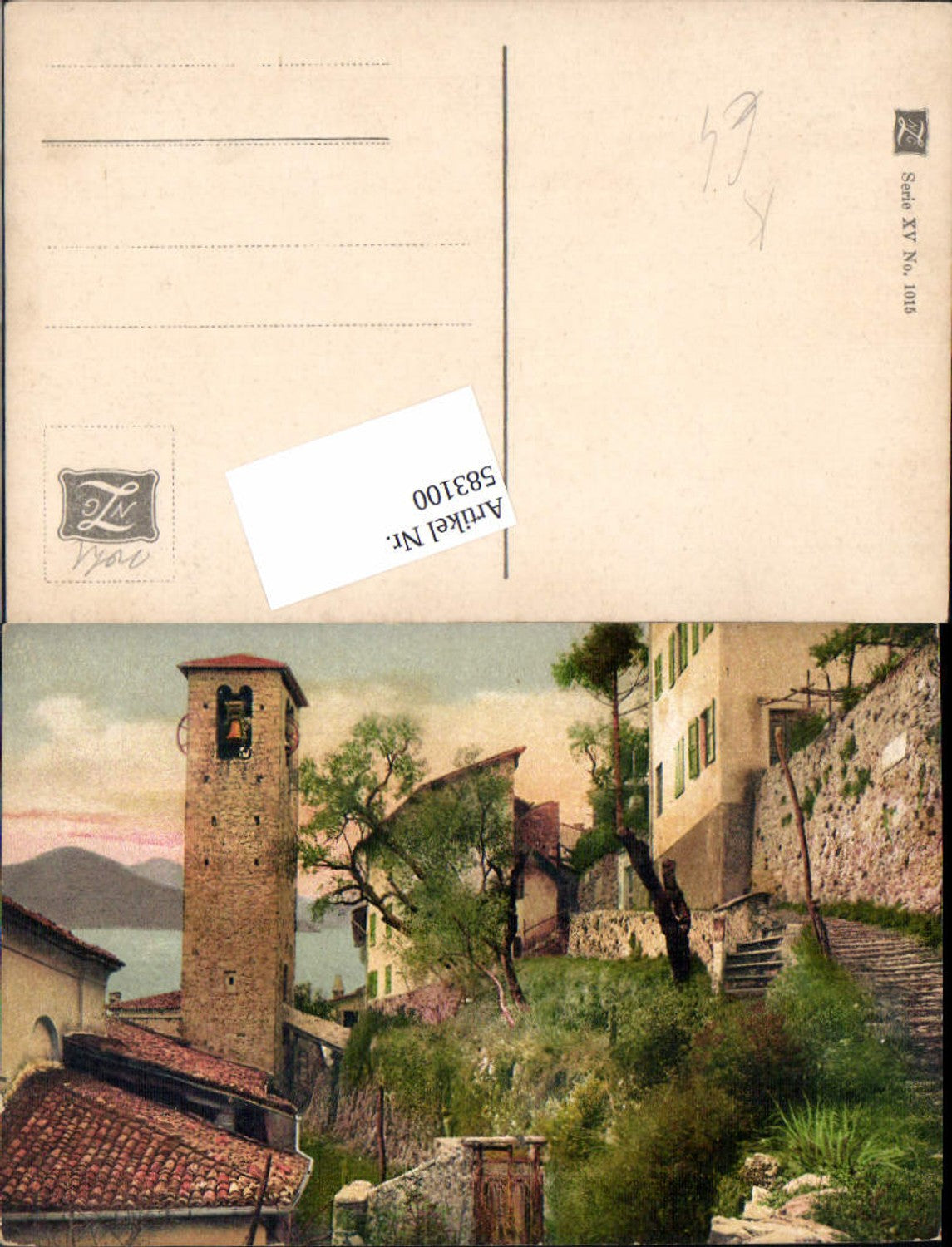 583100,Künstler AK Locarno See Turm Kirche