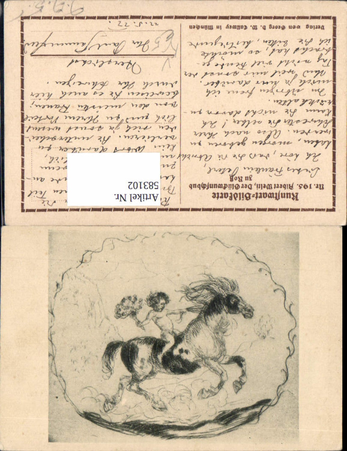 583102,Künstler AK Kunstwart Bildkarte Albert Welti Pferd Roß