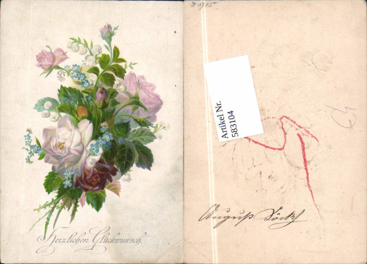 583104,Künstler Präge Blumen Beleg