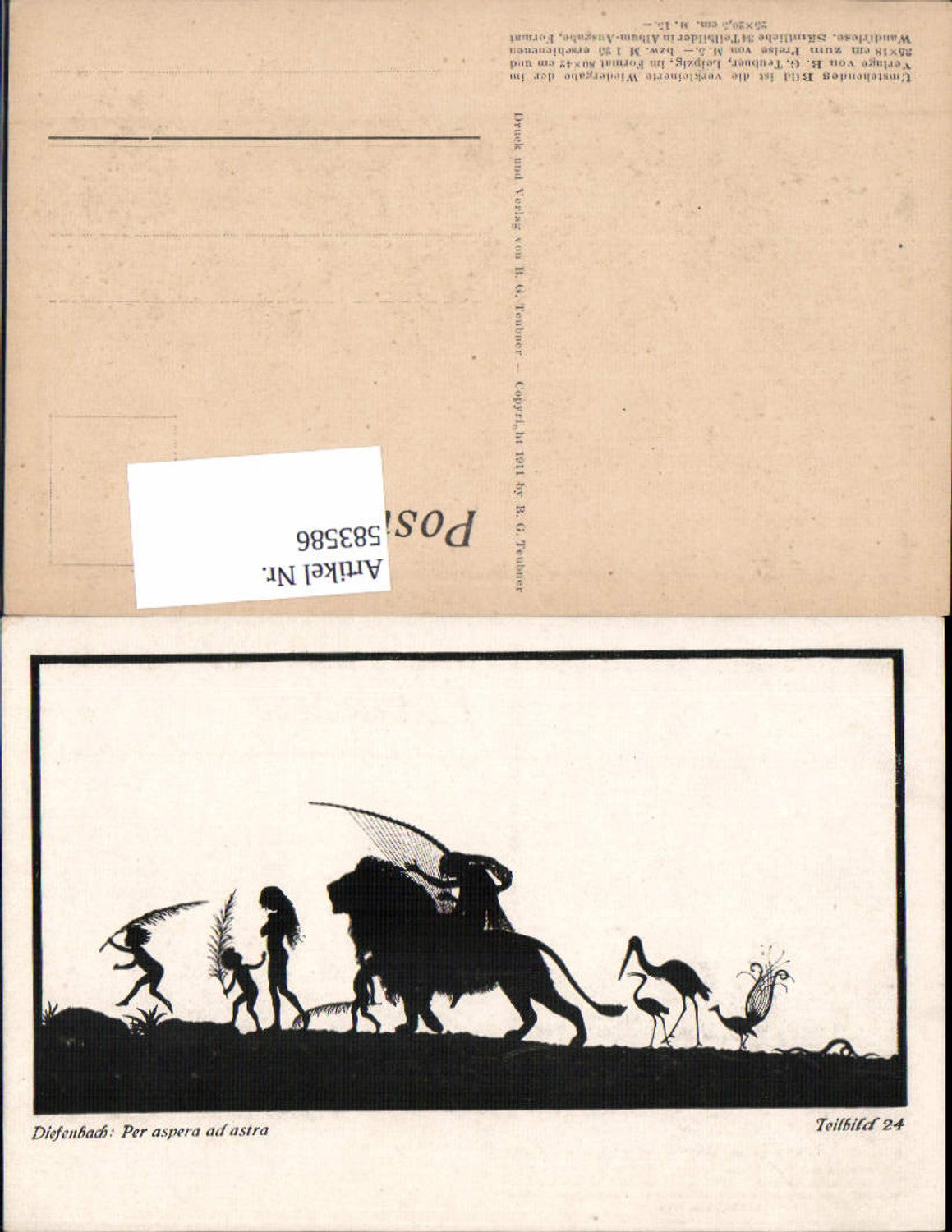 583586,Scherenschnitt Silhouette Diefenbach Per aspera ad astra 24 Löwe