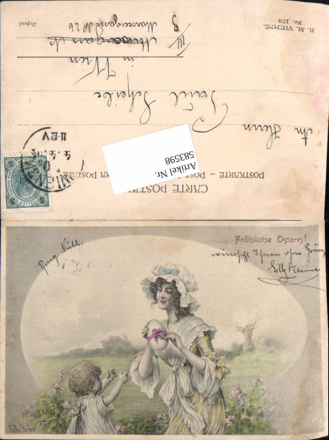 583598,Künstler AK R.R. v. Wichera Munk Vienne 178 Ostern
