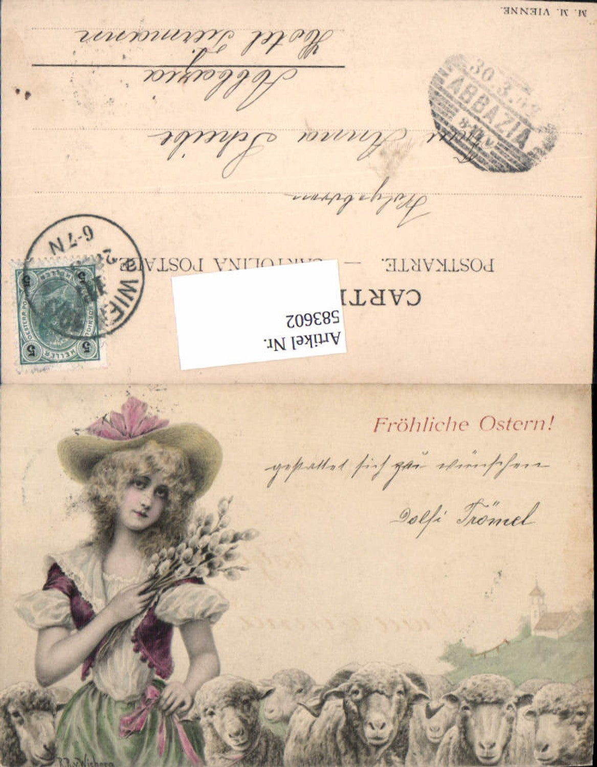 583602, Artist AK RR v. Wichera Munk Vienna Easter Sheep Woman