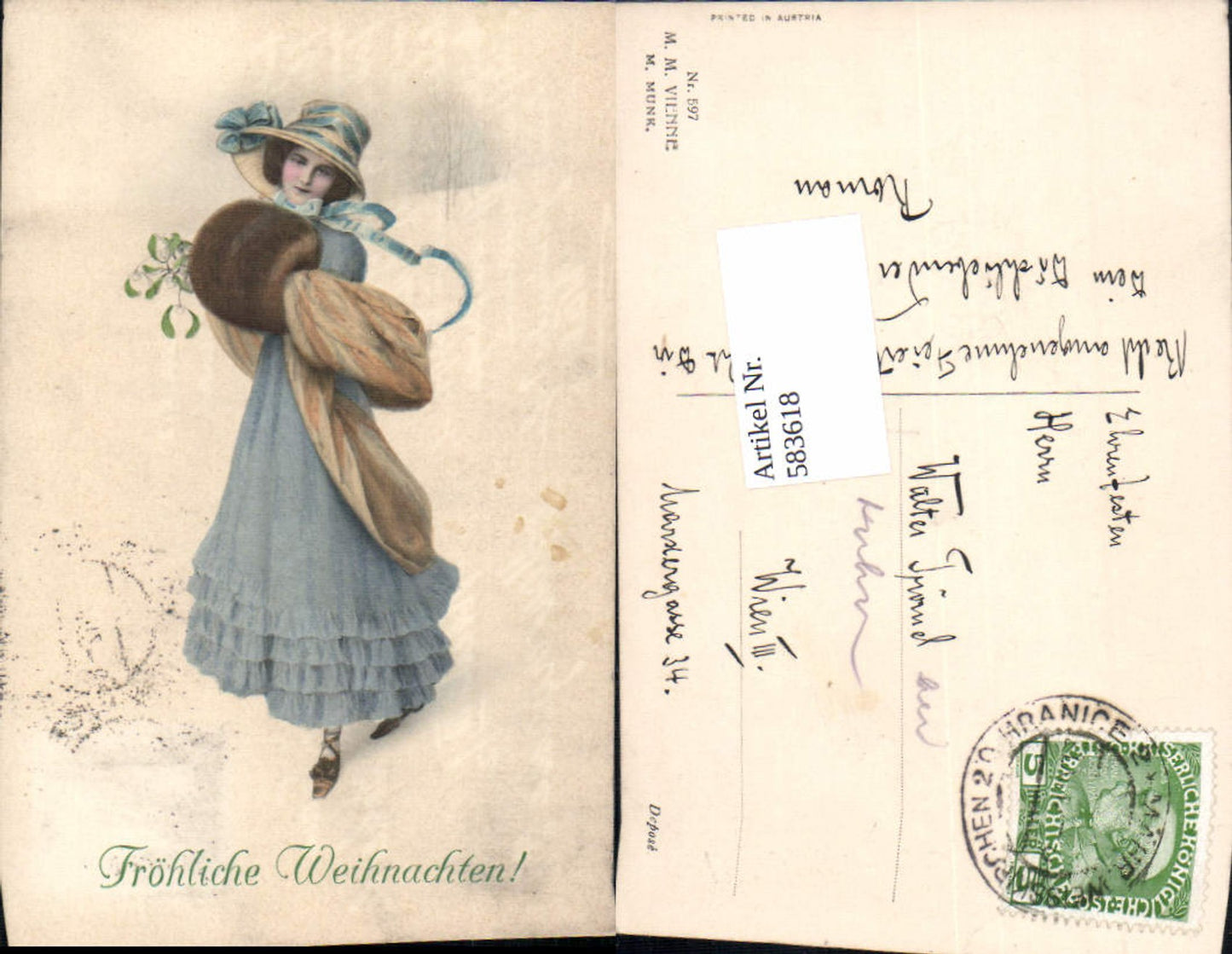 583618,Künstler AK Weihnachten pub Munk Vienne 597