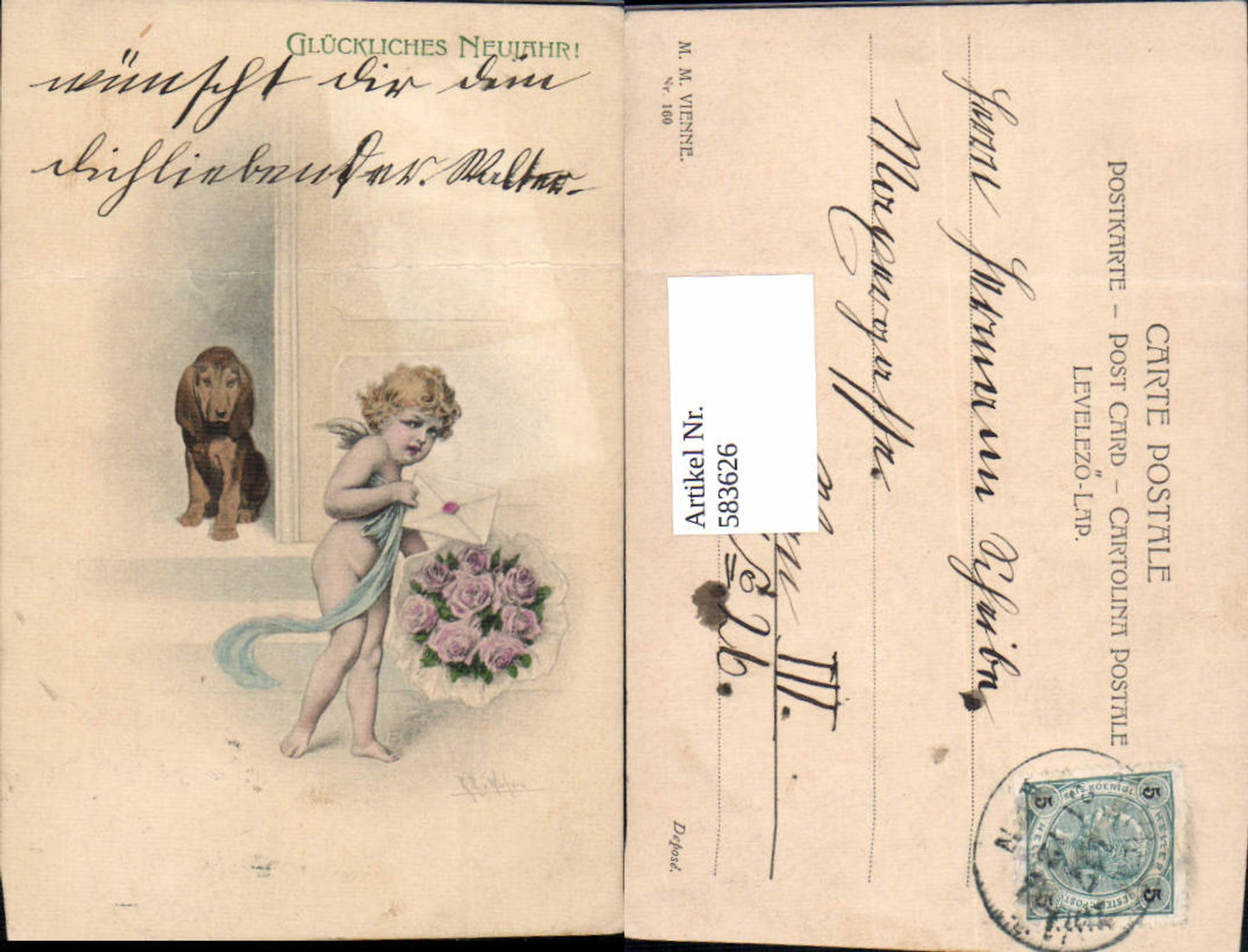 583626,Künstler AK R.R. Wichera Dackel Amor pub Munk Vienne 160