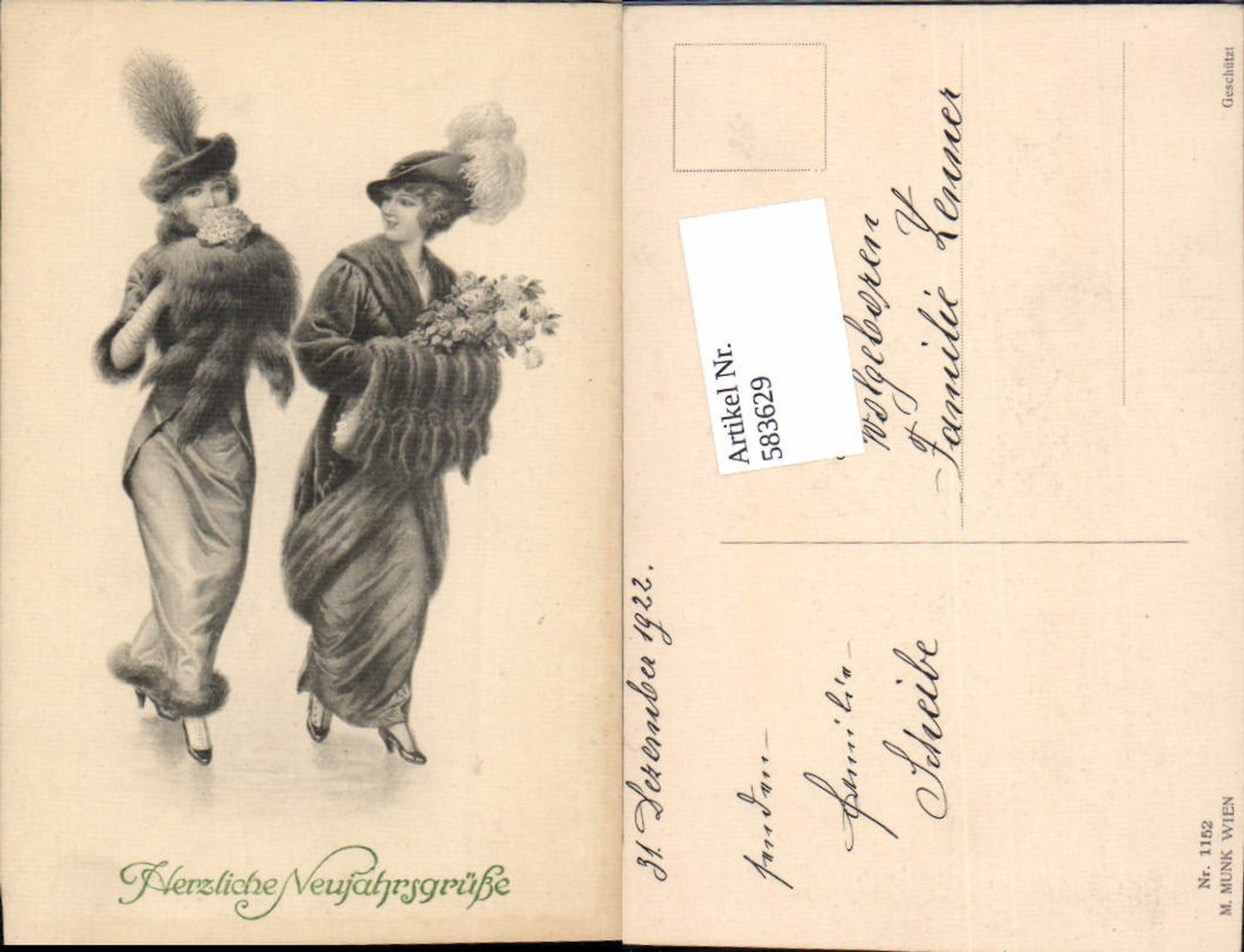 583629,Künstler AK Mode Frau Hutmode Glamour pub Munk Vienne 1152