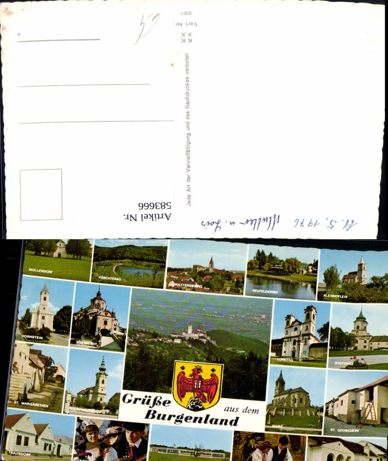 583666,Mehrbild Ak Hornstein Neufeldersee Stotzing Marz Loipersbach Trausdorf