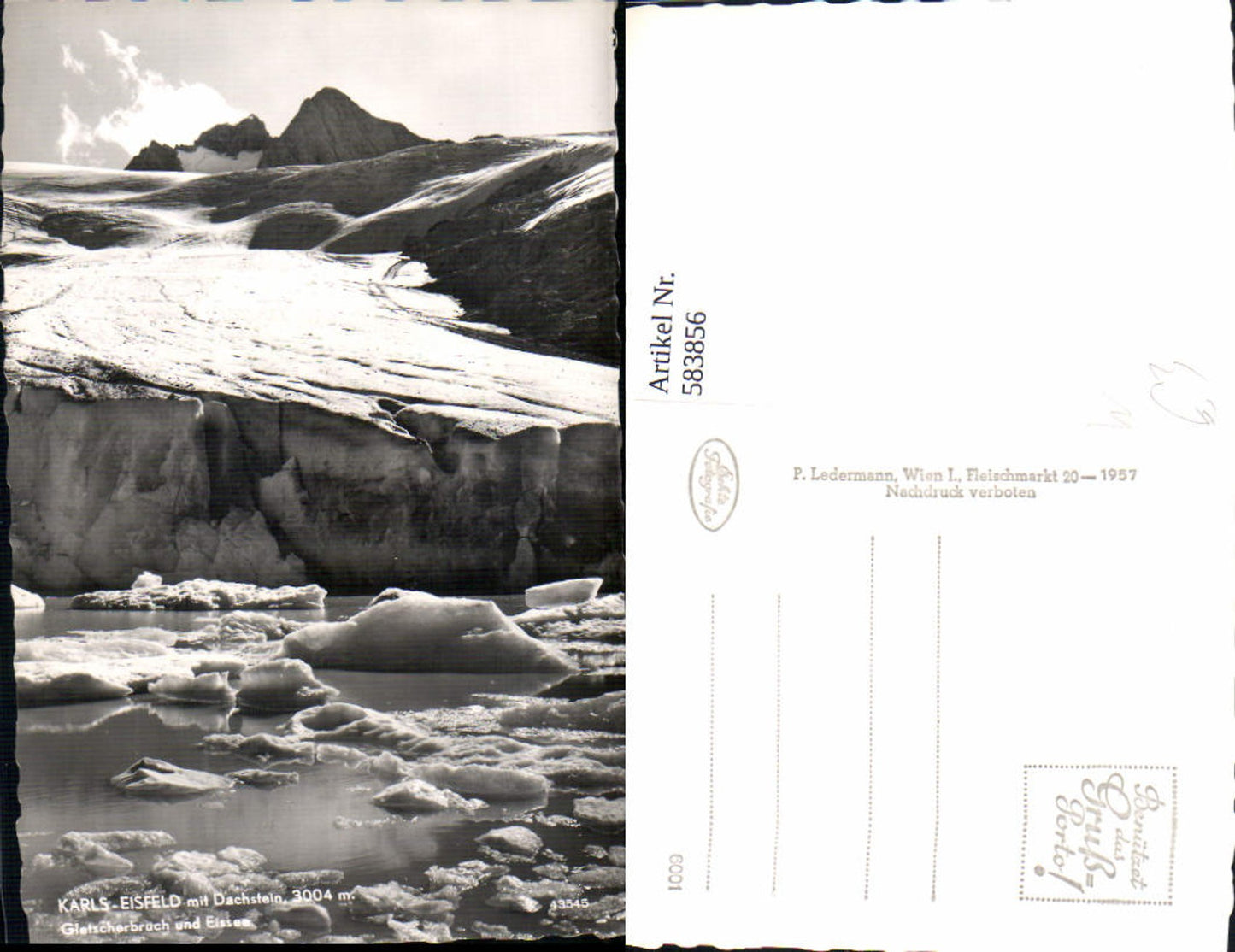 583856,Hallstatt Karls-Eisfeld Hallstätter Gletscher m. Dachstein Gletscherbruch u. Eissee