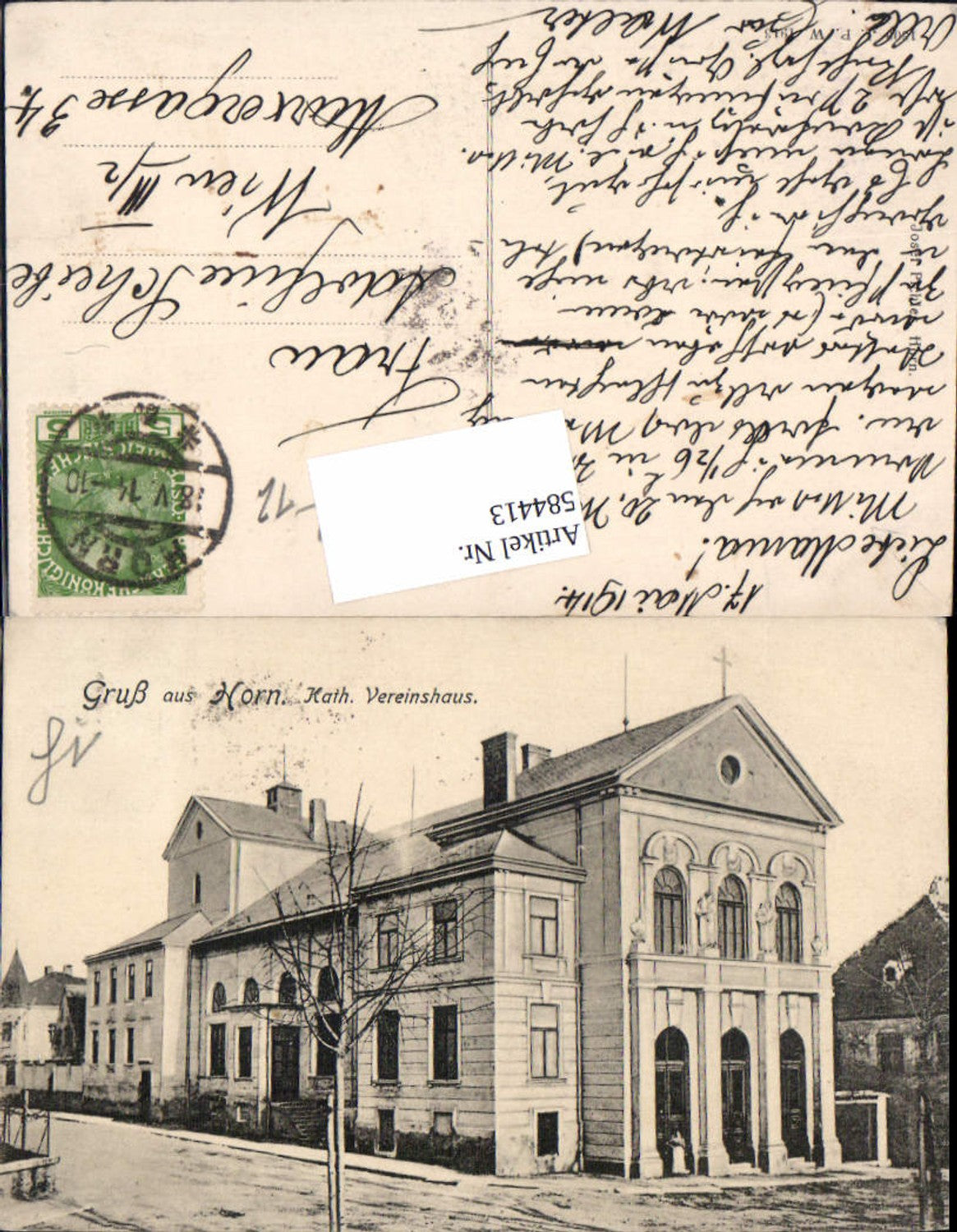 584413,seltene AK Gruß aus Horn Kath. Vereinshaus