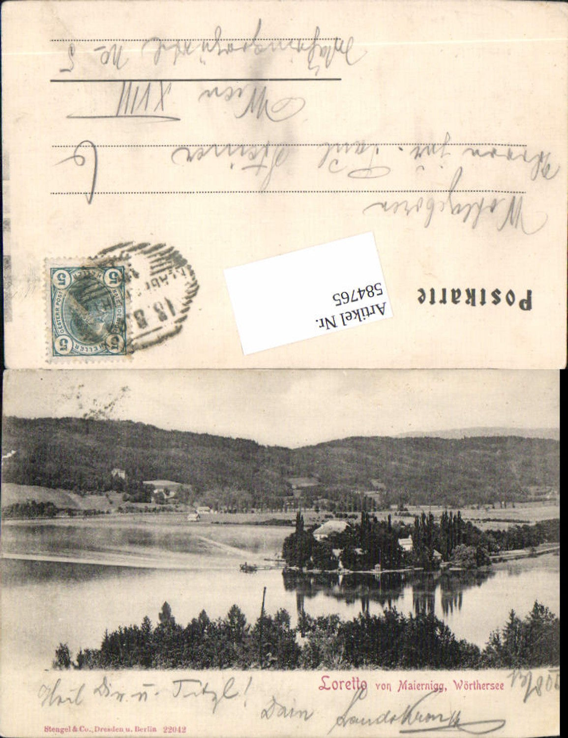 584765,Loretto von Maiernigg Klagenfurt am Wörthersee 1905 pub Stengel & Co. 22042