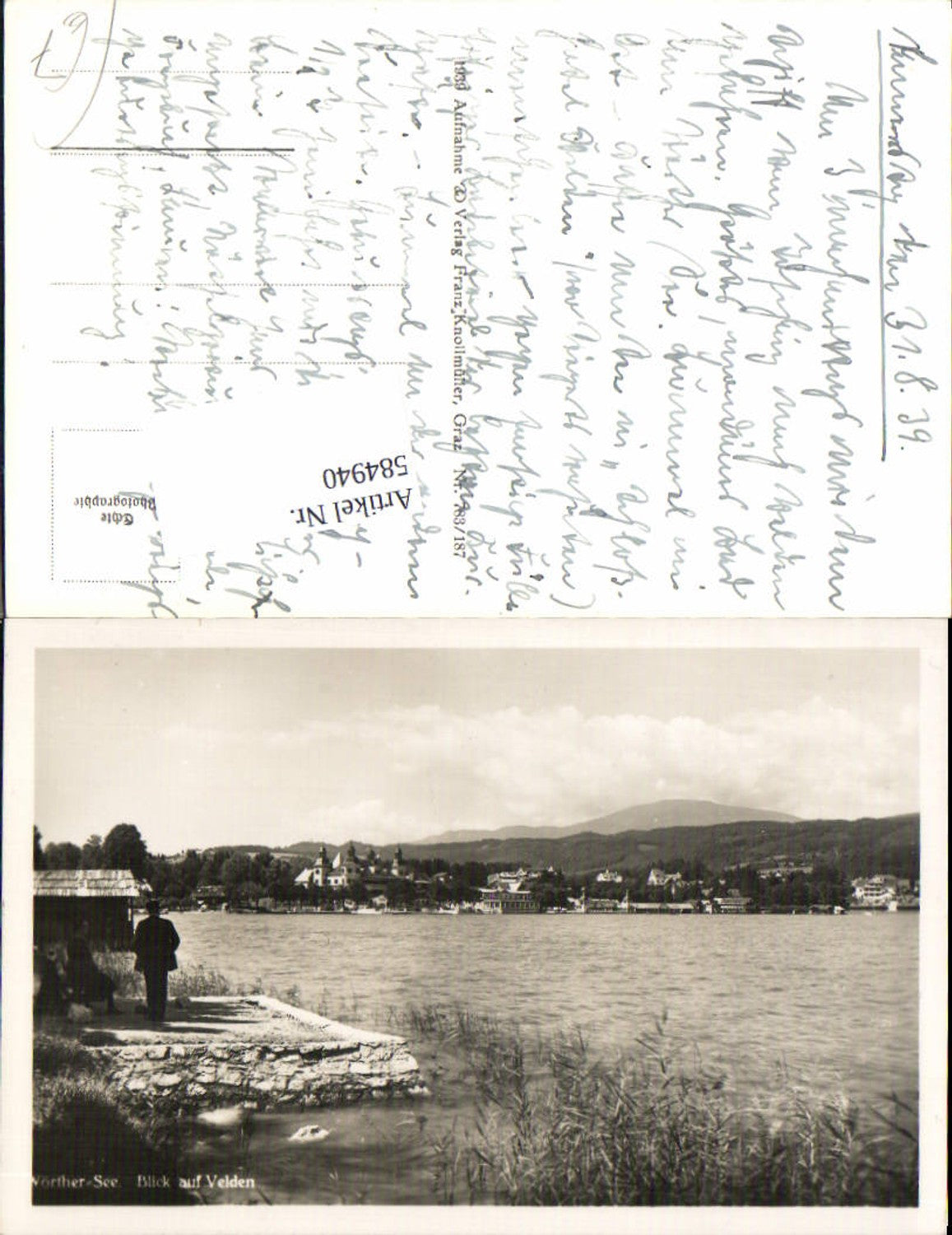 584940,tolle Foto-AK Velden am Wörthersee Blick auf den Ort