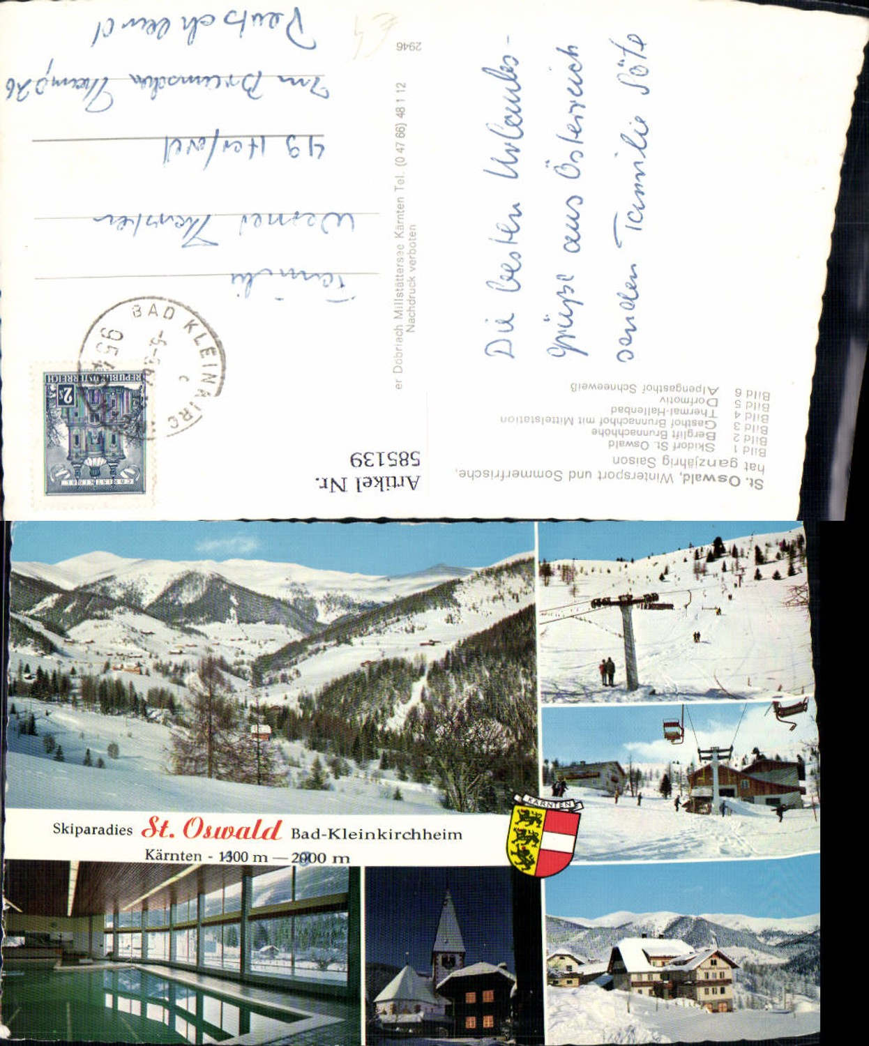 585139,Mehrbild Ak St Oswald Bad Kleinkirchheim Wintersport Schlepplift Thermalbad
