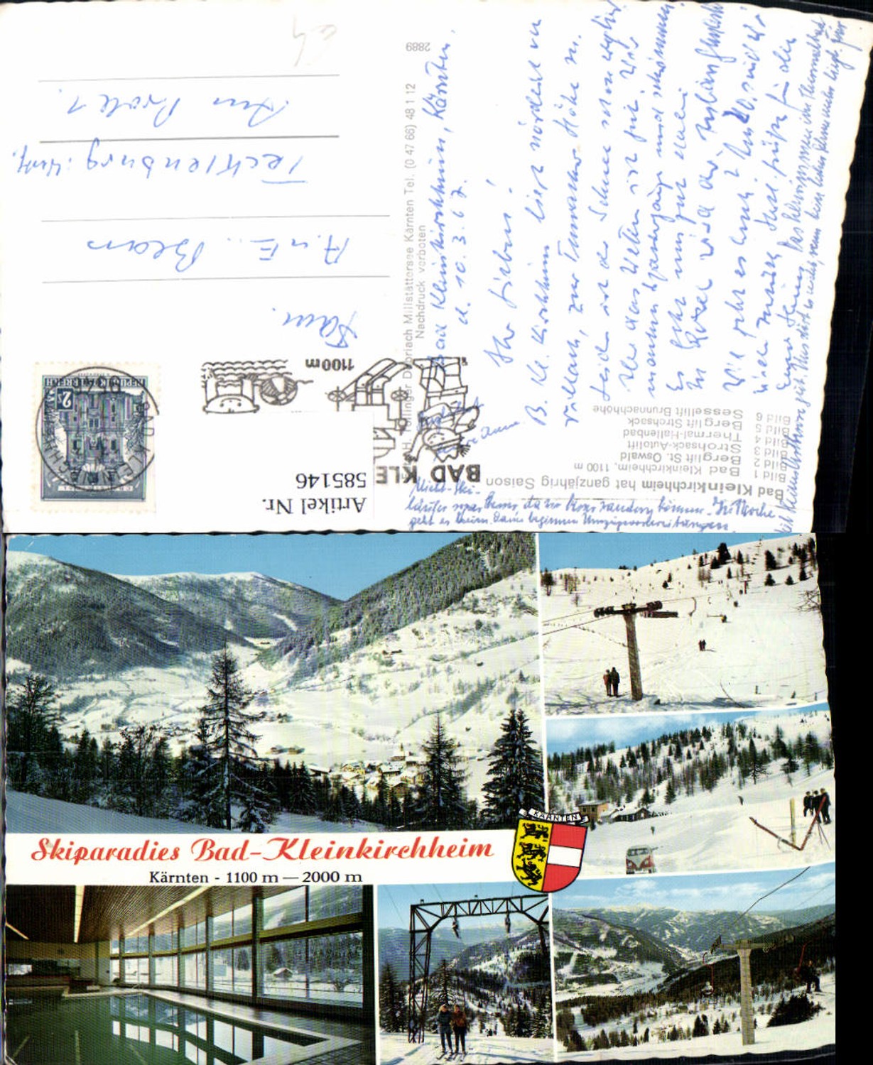 585146,Mehrbild Ak St Oswald Bad Kleinkirchheim Wintersport Schlepplift Thermalbad