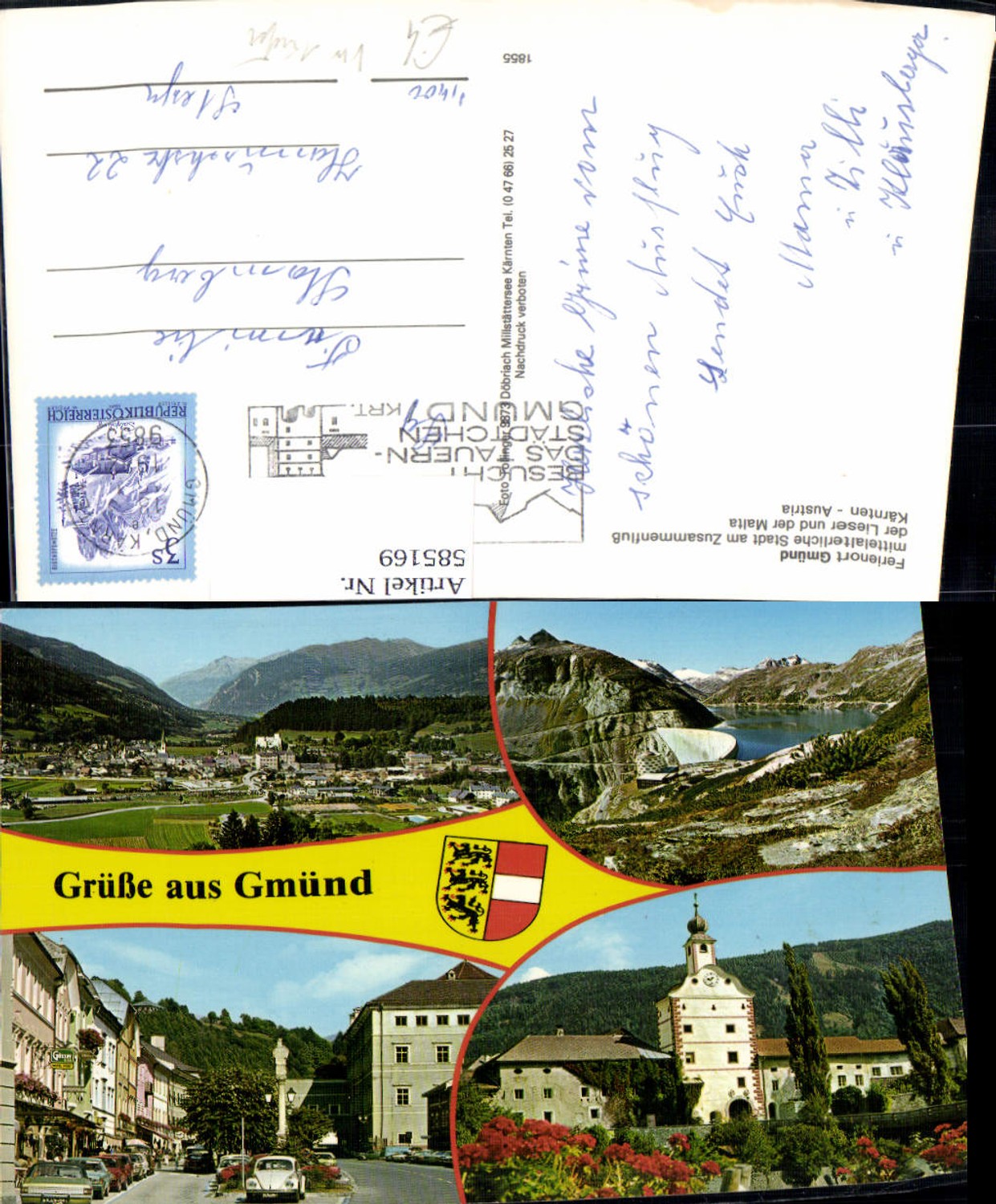 585169,Mehrbild Ak Gmünd in Kärnten VW Käfer Burg Talsperre