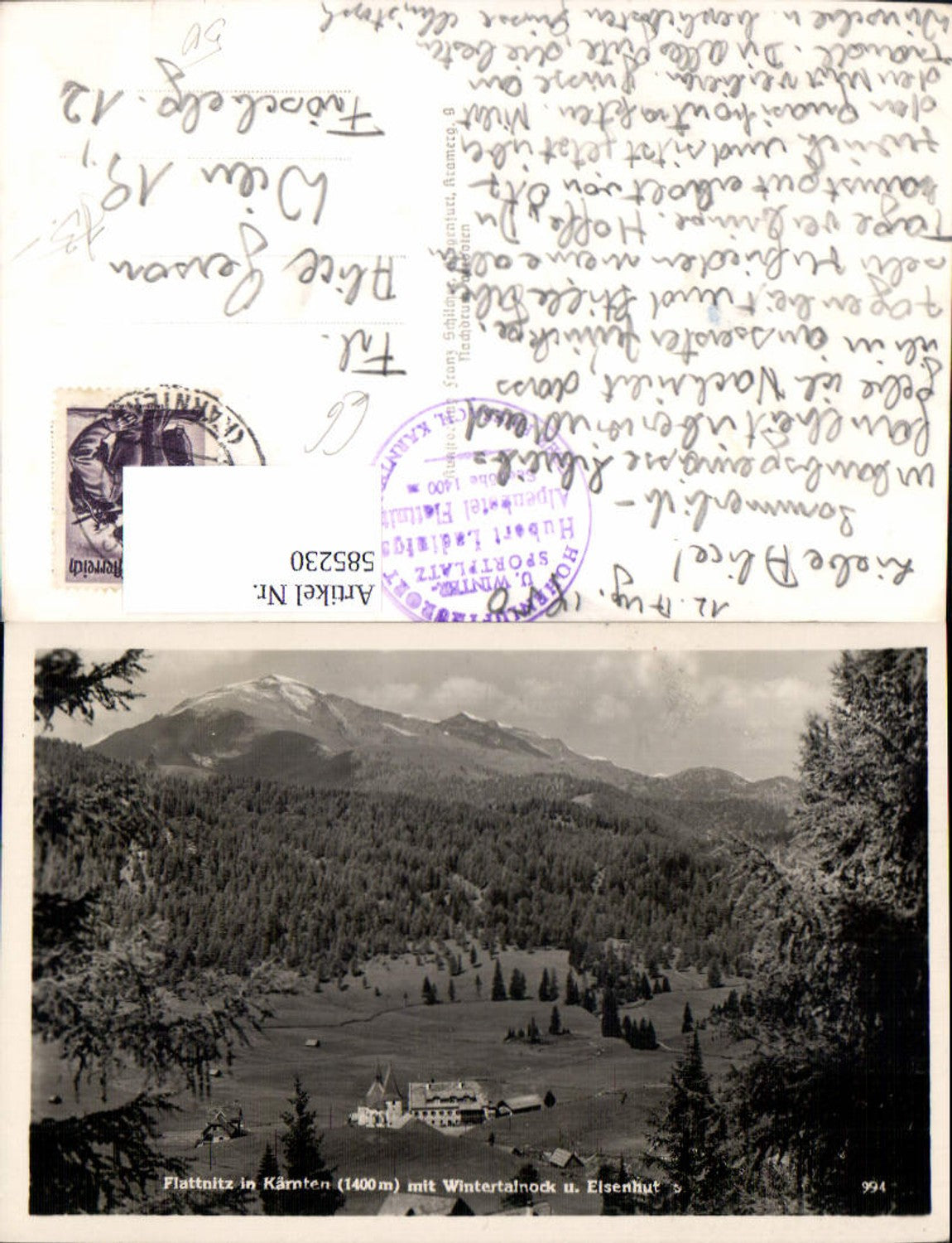 585230,Foto Ak Flattnitz Glödnitz m. Wintertalnock u. Eisenhut