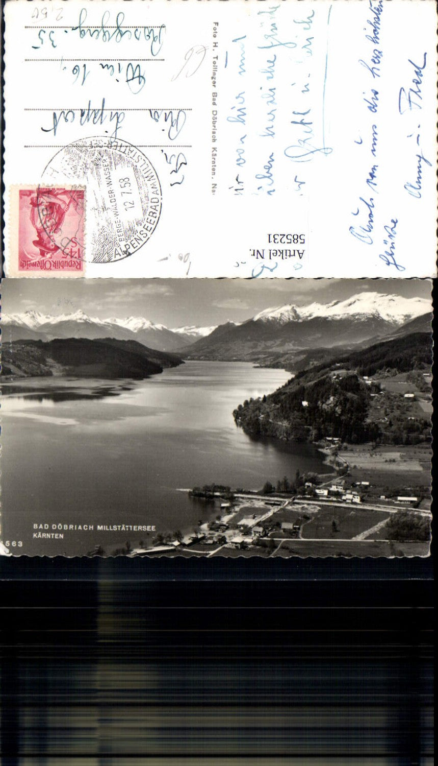 585231, Photo Ak Radenthein Döbriach Millstättersee view