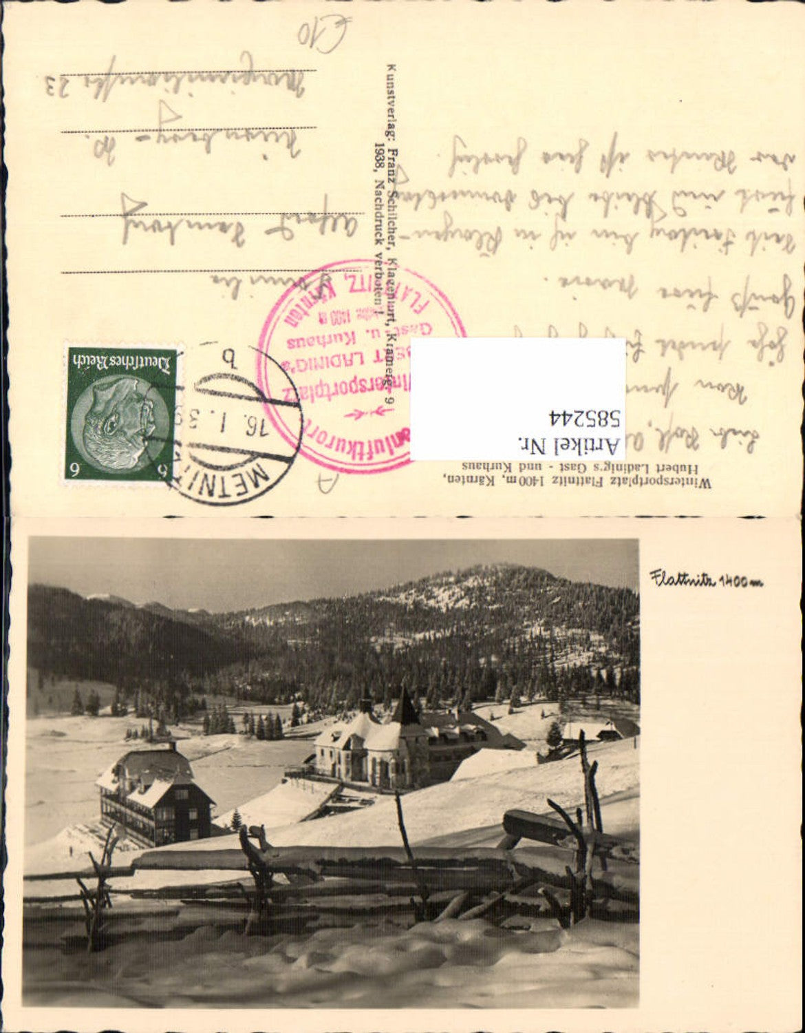 585244,Foto Ak Flattnitz Glödnitz Winteransicht Kurhaus