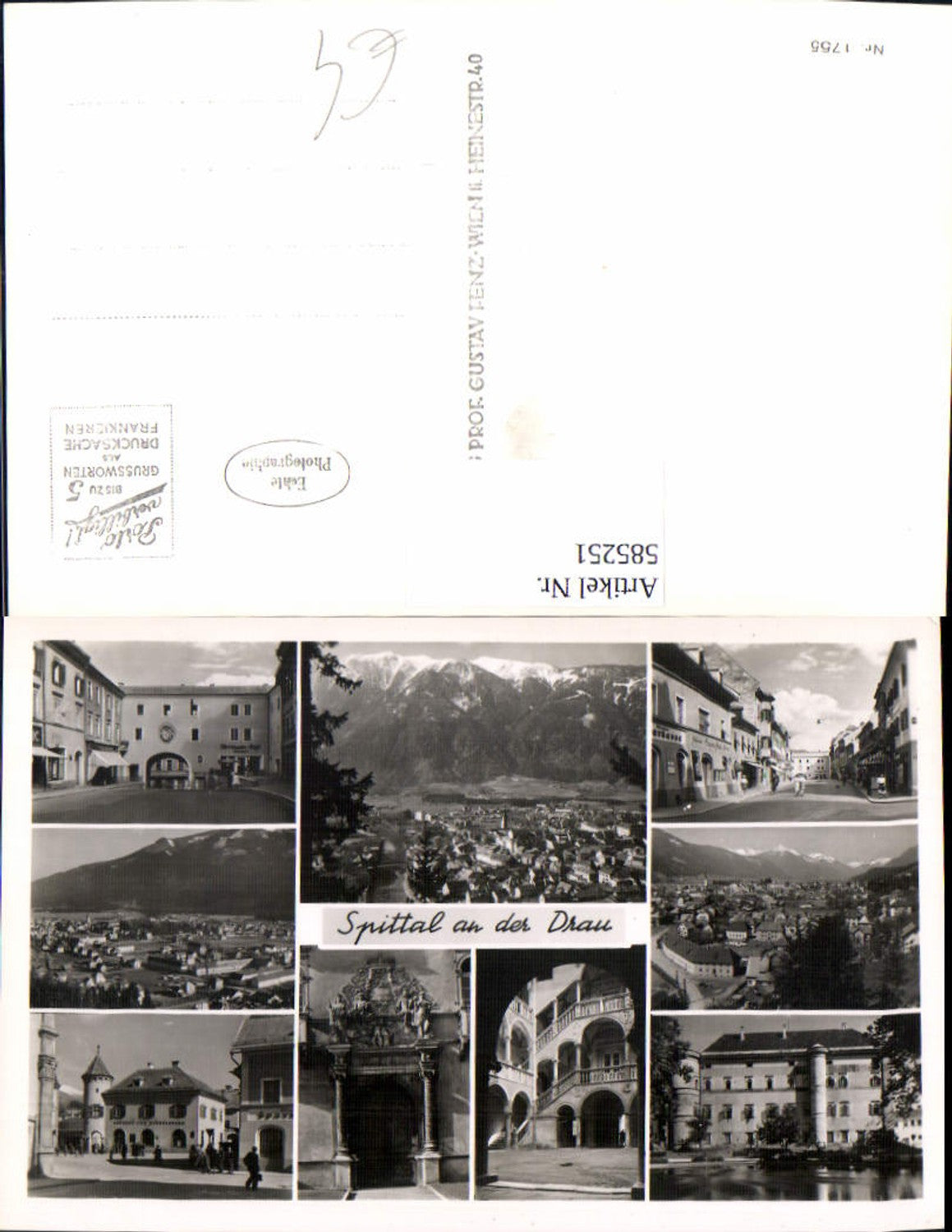 585251, Multi-image postcard Spittal an der Drau, Porcia Castle, Totale Gewerbe u. Handelsbank