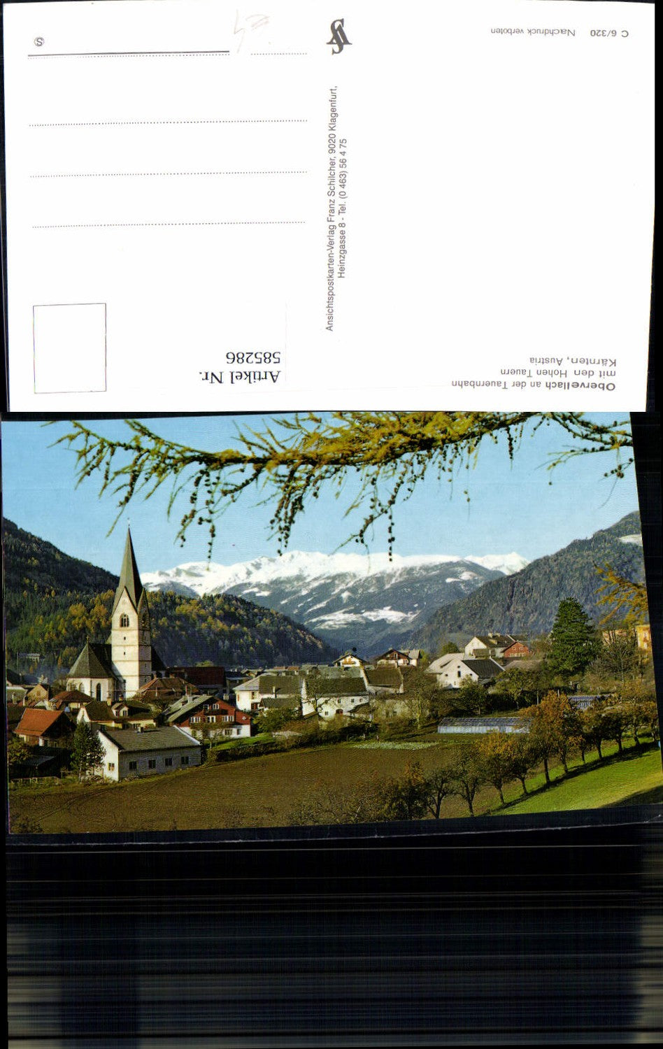 585286,Obervellach a. d. Tauernbahn m. d. Hohen Tauern Ansicht m. Kirche