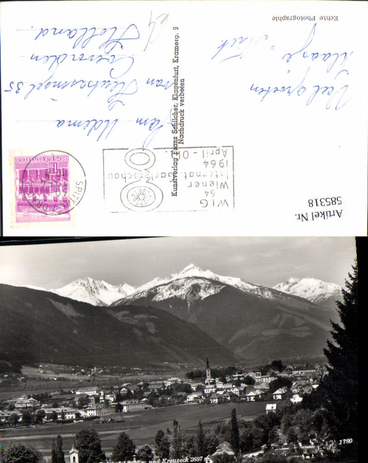 585318, Photo Ak Spittal an der Drau with Salzkofel and Kreuzeck