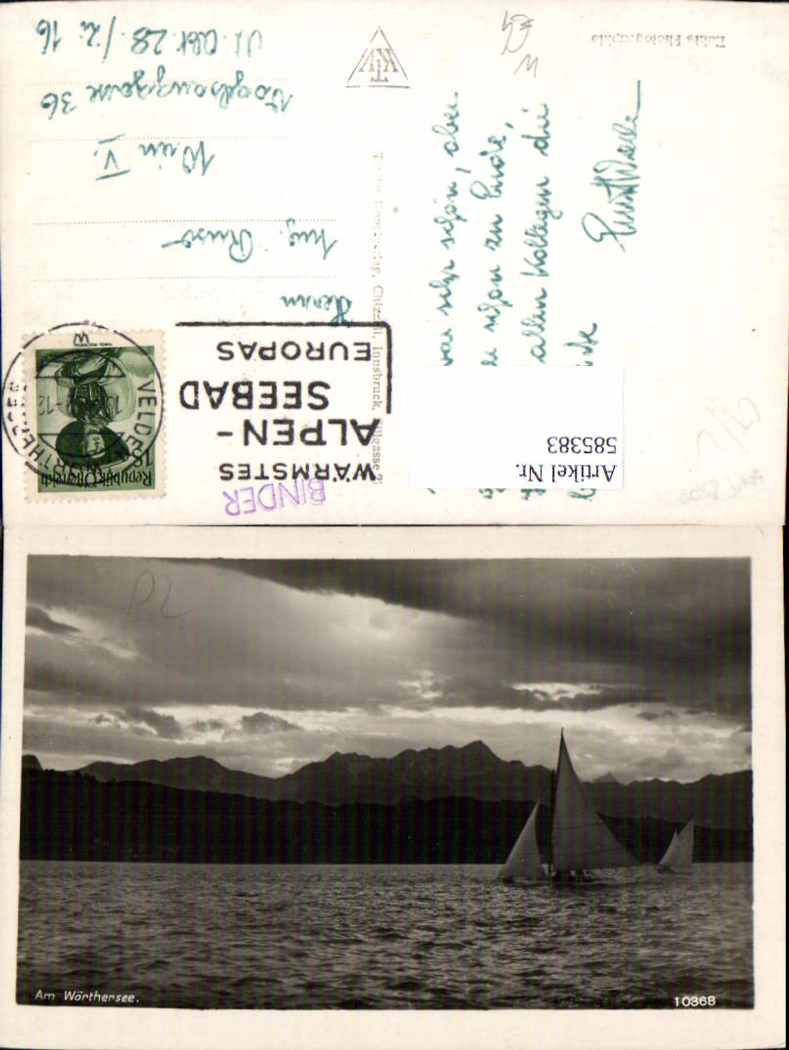 585383,Foto Ak Am Wörthersee Segeln Segelboot Boot Velden am Wörther See