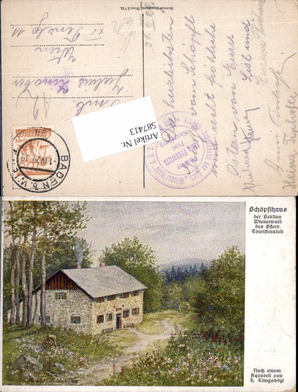 587413,Künstler Ak H. Klingsbögl Schöpflhaus Altenmarkt an der Triesting
