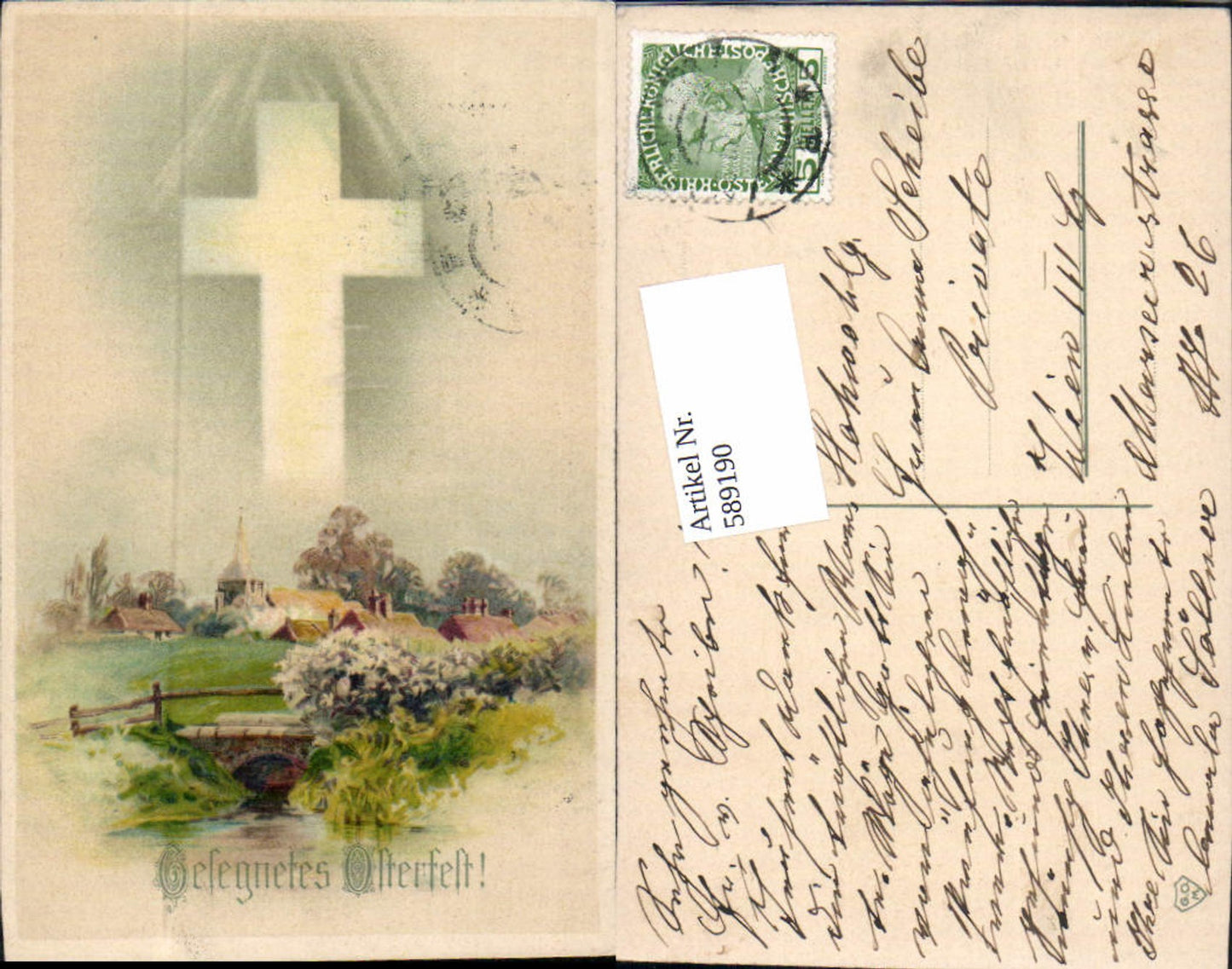 589190,tolle AK Ostern Kreuz Dorf