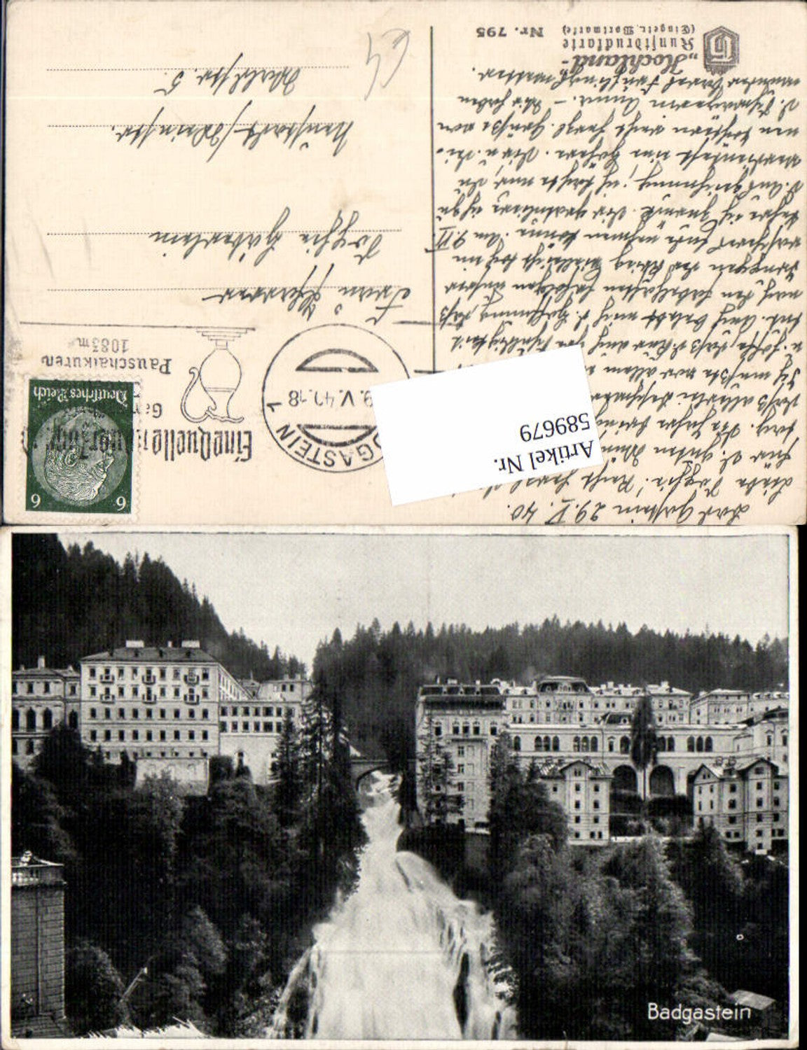 589679,Badgastein Bad Gastein Hotel Austria pub Hochland Kunstdruckkarte 795