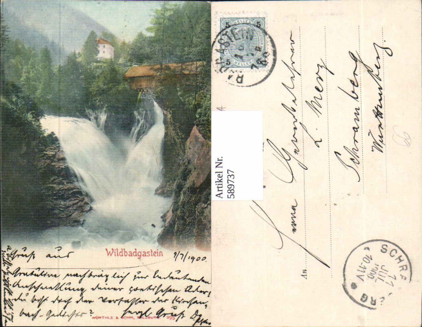 589737, Bad Gastein Bad Gastein Wildbadgastein Litho pub Würthle Sohn 295