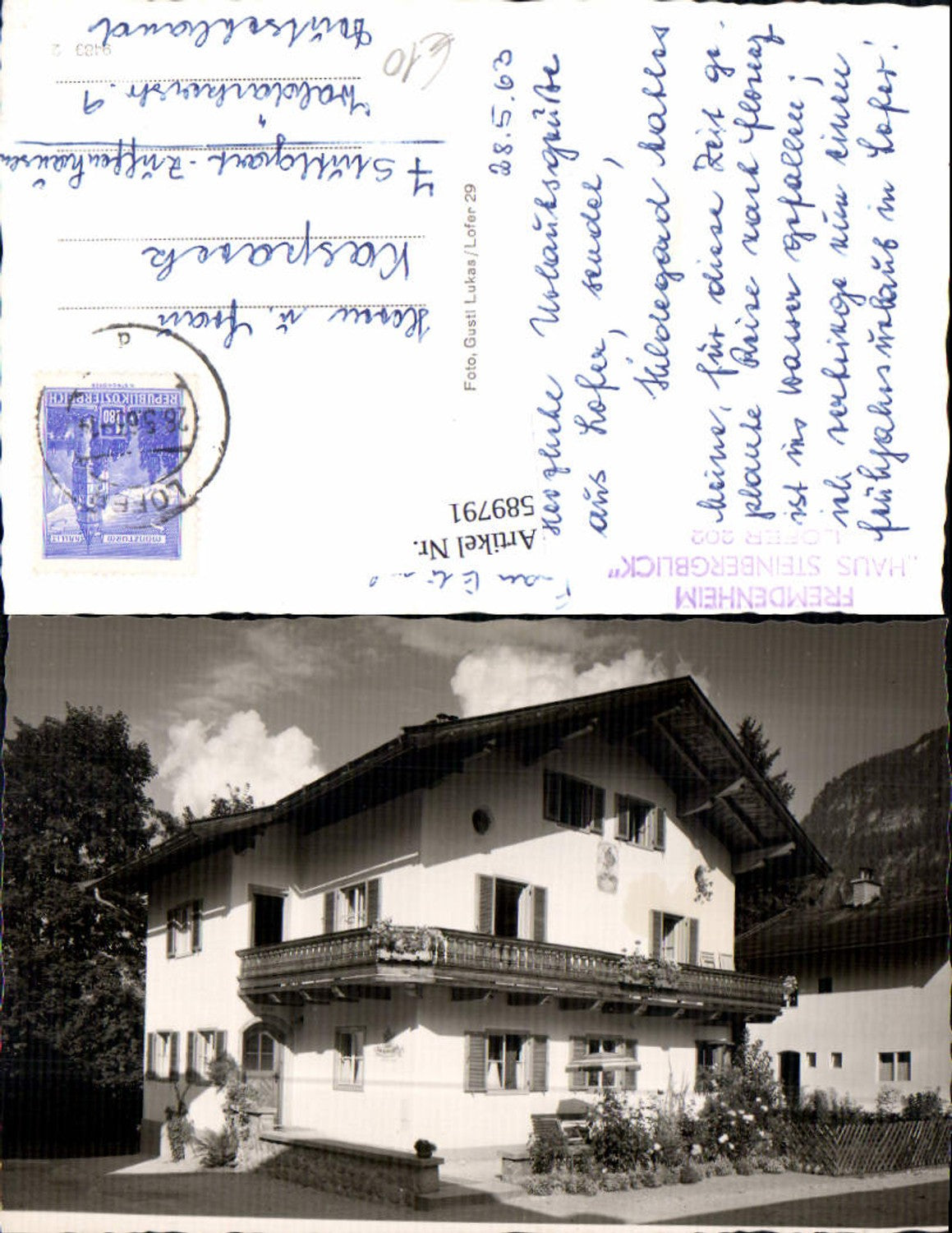 589791,tolle AK Lofer Fremdenheim Steinbergblick Pension