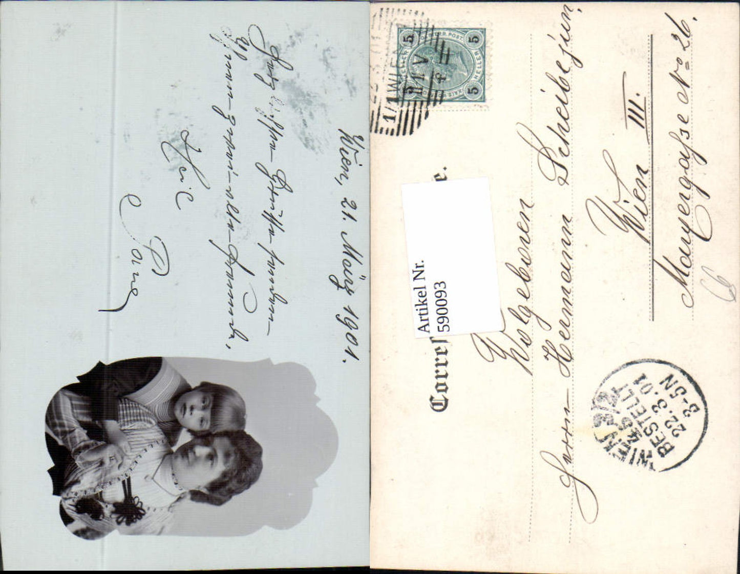 590093,Foto-AK Mutter Frau Sohn Matrosen Uniform Wien 1901
