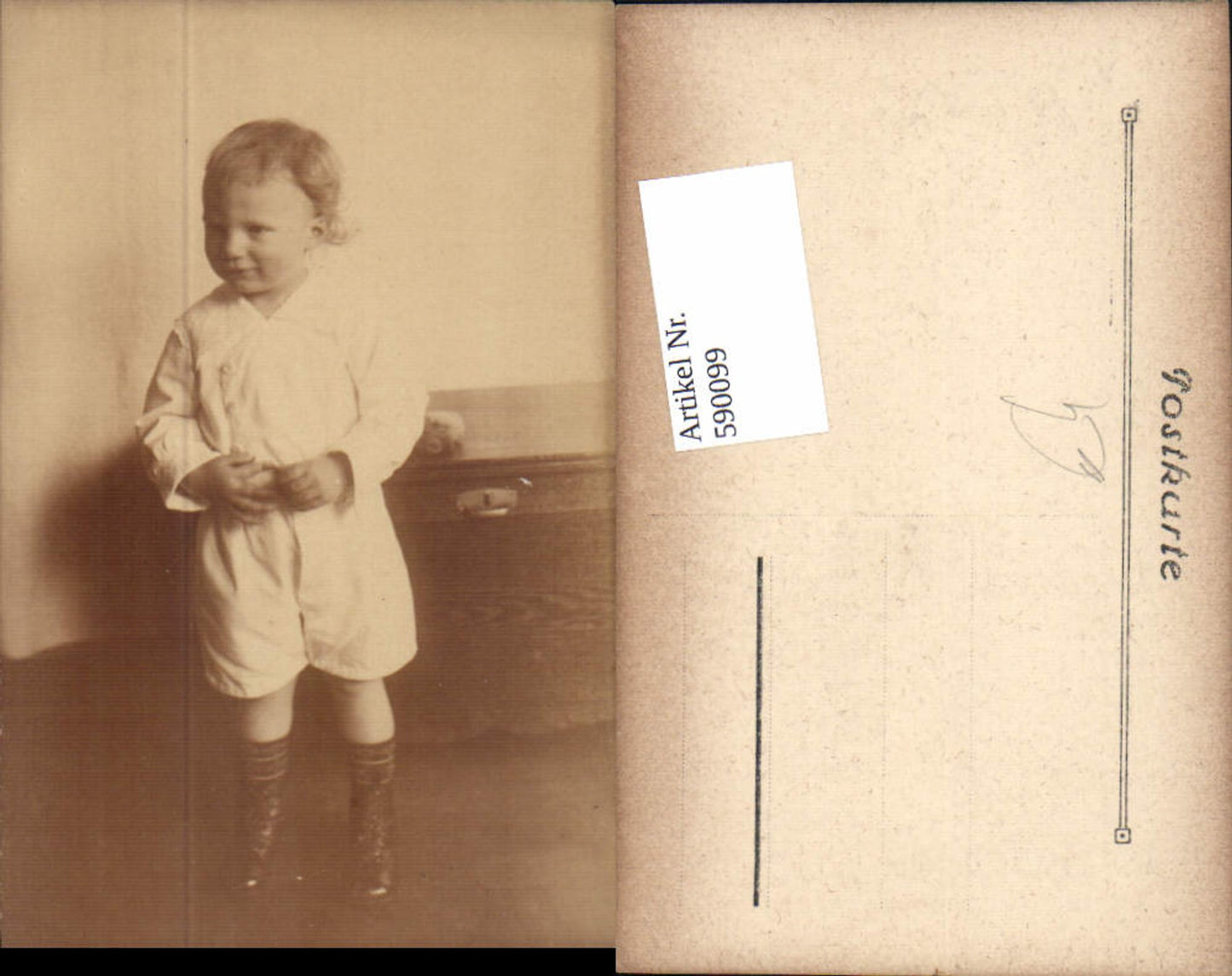 590099, Photo postcard of a child, boy