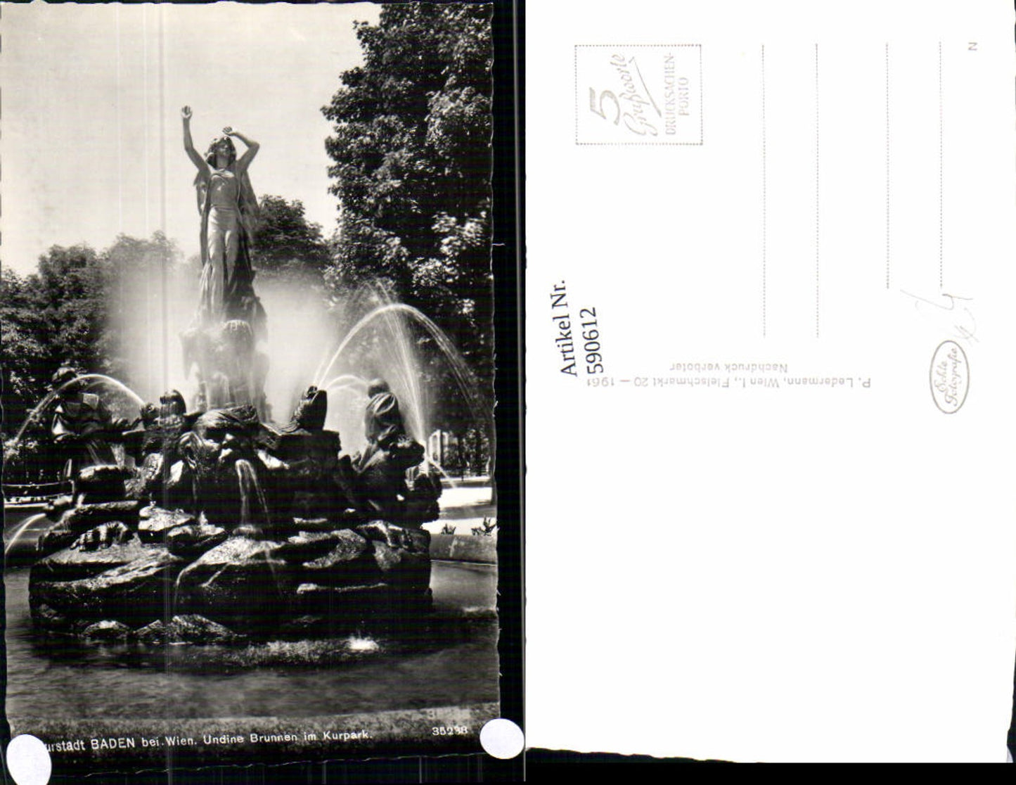 590612,Foto Ak Baden b. Wien Undine Brunnen Kurpark Springbrunnen