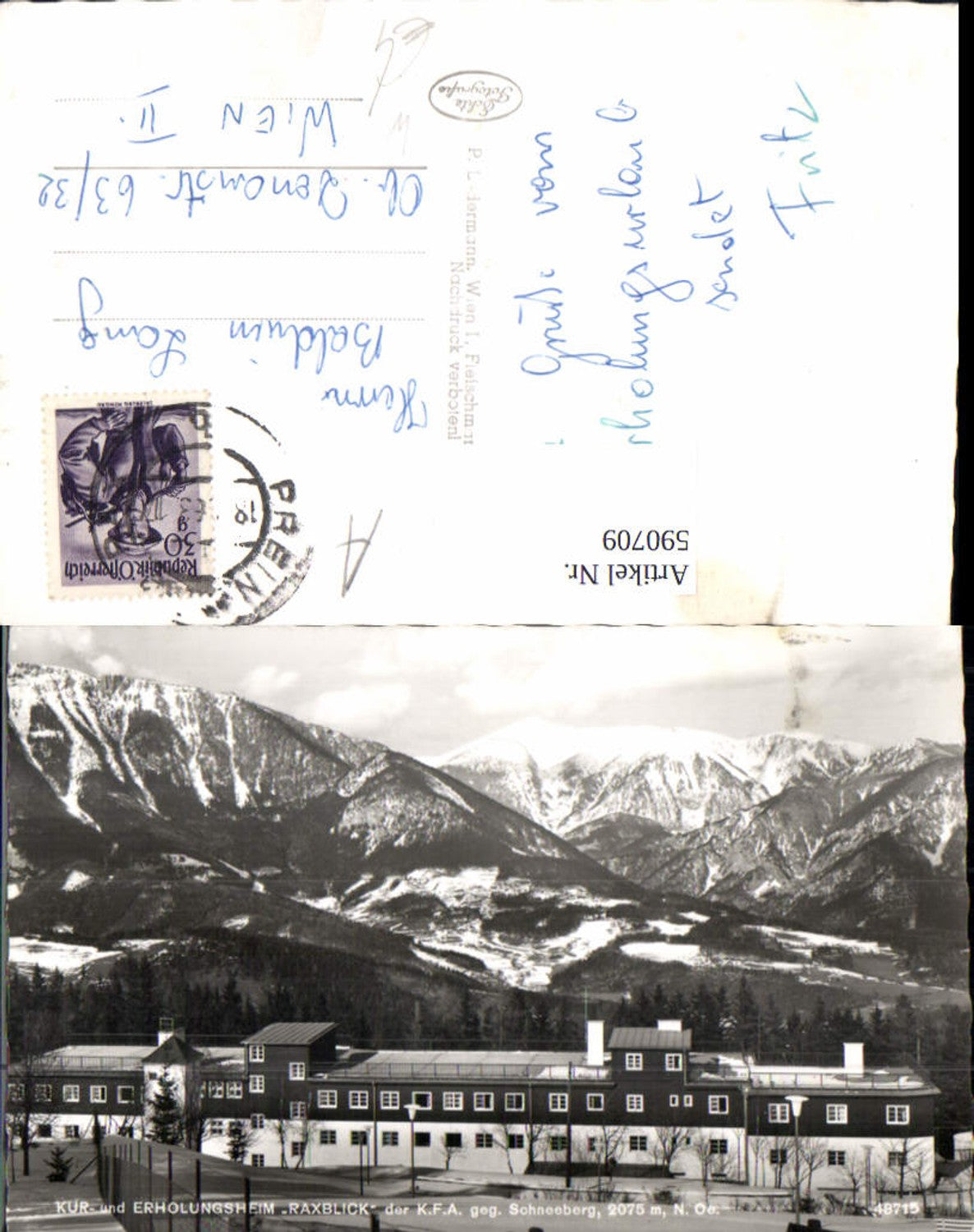 590709,Foto Ak Raxblick geg. Schneeberg Kur- u. Erholungsheim Oberland Reichenau a. d. Rax