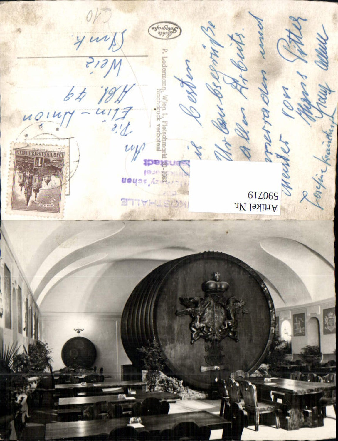 590719,Foto Ak Eisenstadt Weinkosthalle Weinkeller Fass