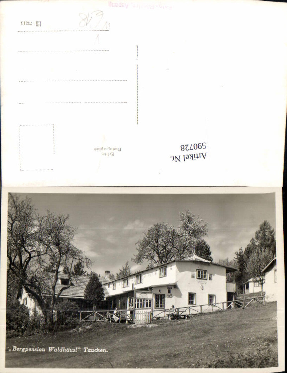590728,Foto Ak Bergpension Waldhäusl Tauchen am Wechsel Mönichkirchen pub Foto Rössler