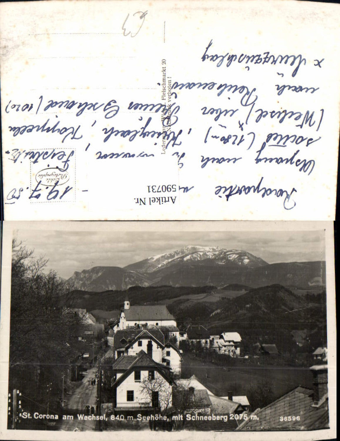 590731,Foto Ak St. Corona a. Wechsel m. Schneeberg Ansicht