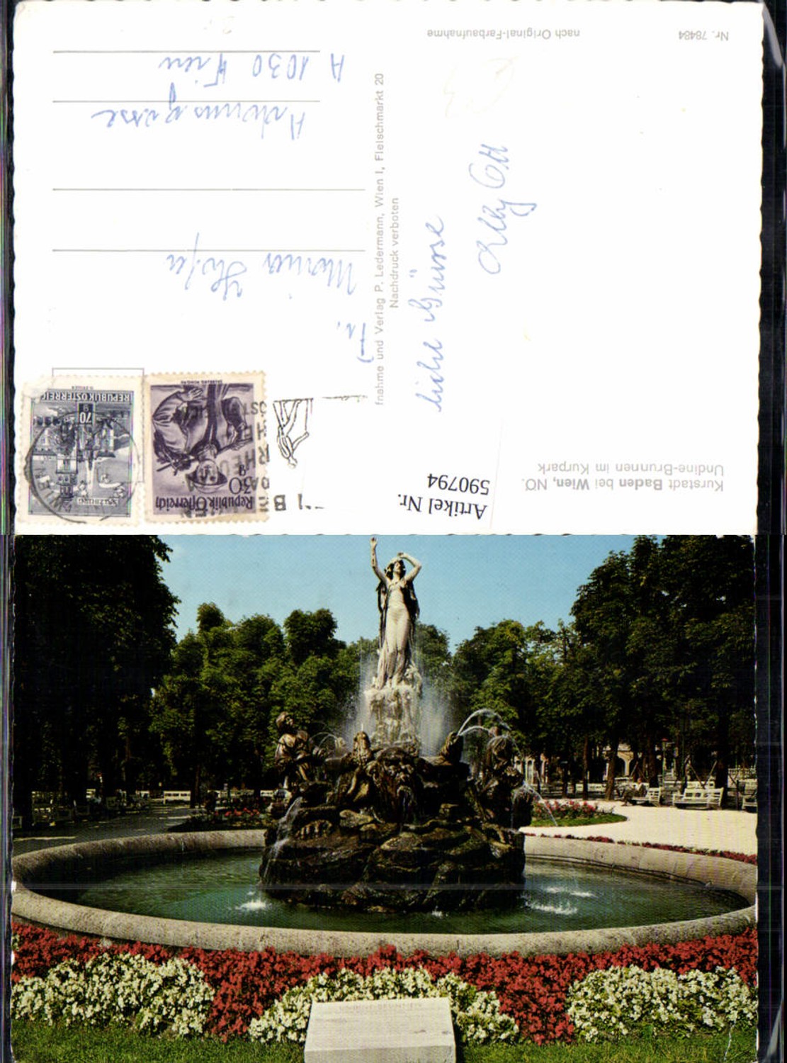 590794,Baden b. Wien Undine-Brunnen Kurpark Springbrunnen Brunnen