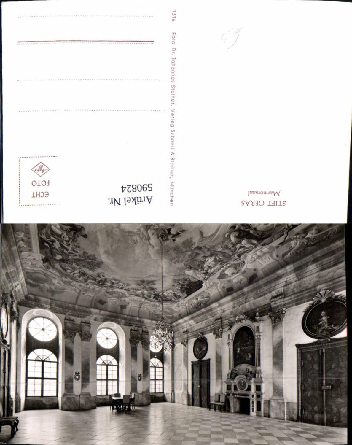 590824,Foto Ak Stift Geras Marmorsaal Innen