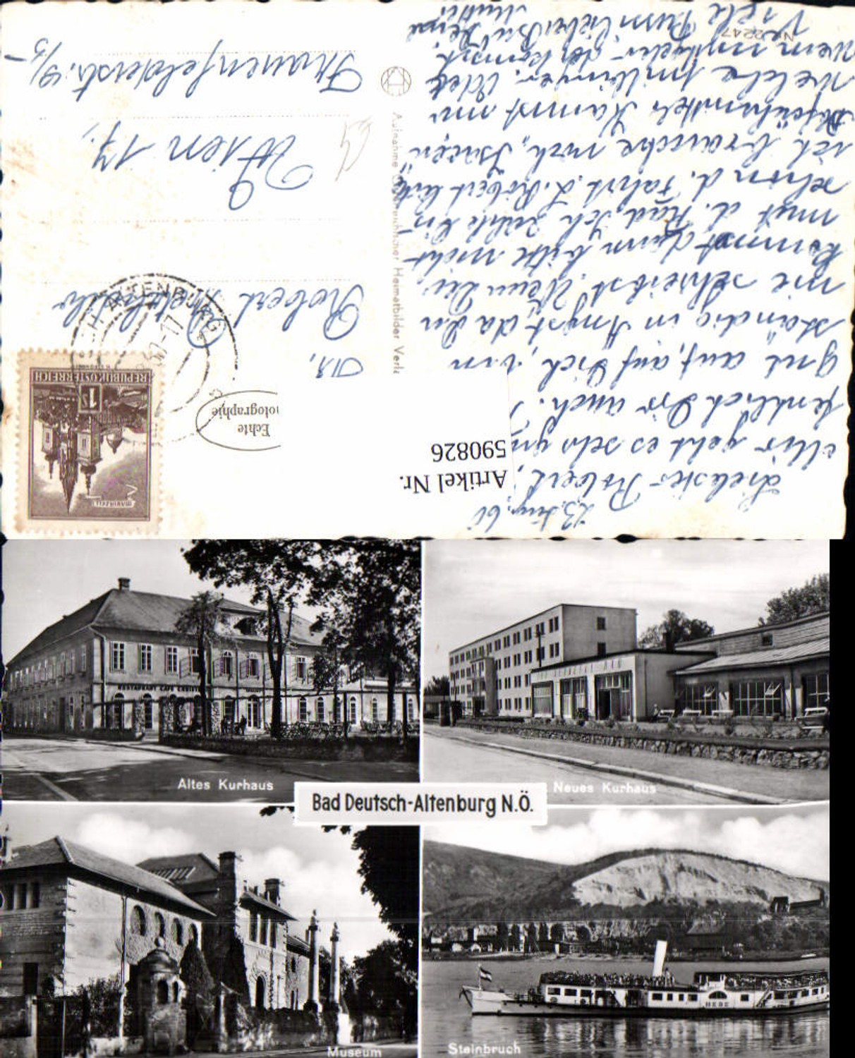 590826,Mehrbild Ak Bad Deutsch-Altenburg Altes Kurhaus Steinbruch Schiff Dampfer Hebe