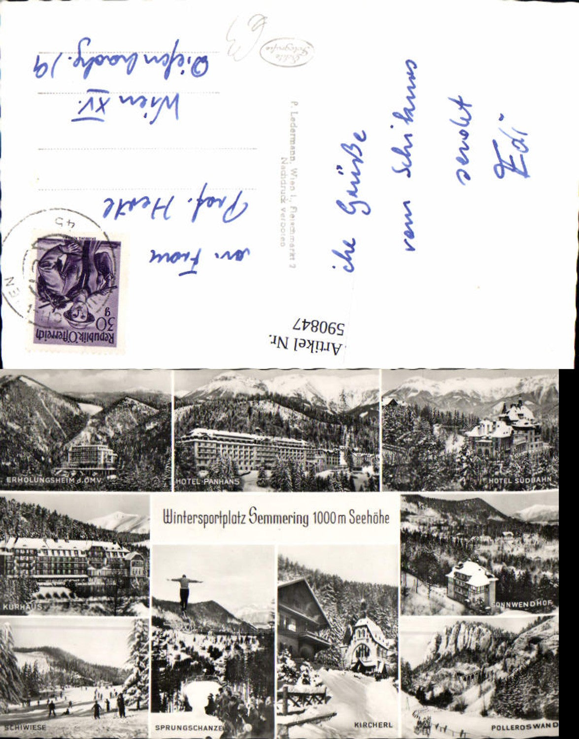 590847,Mehrbild Ak Semmering Winterpartie Erholungsheim Hotel Panhans Kircherl