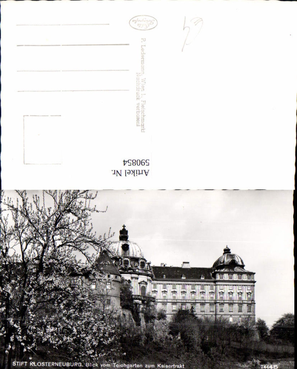 590854,Foto Ak Stift Klosterneuburg Blick v. Teichgarten z. Kaisertrakt