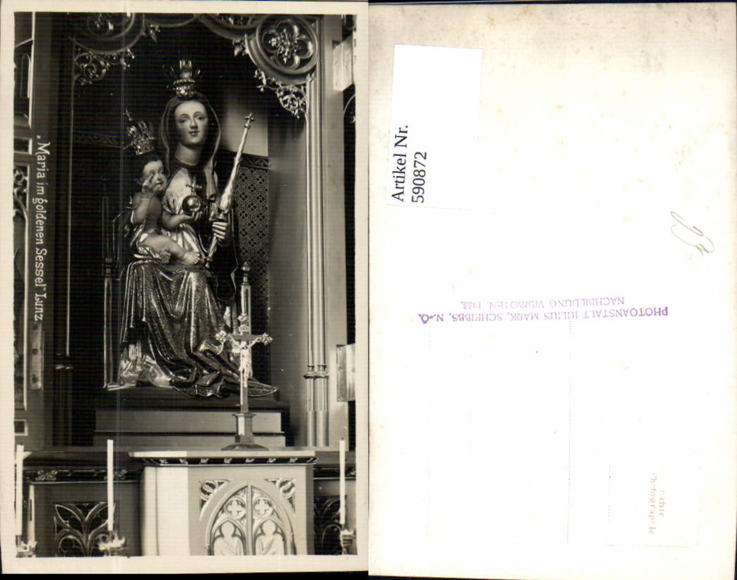 590872,Foto Ak Lunz a. See Maria im goldenen Sessel Statue