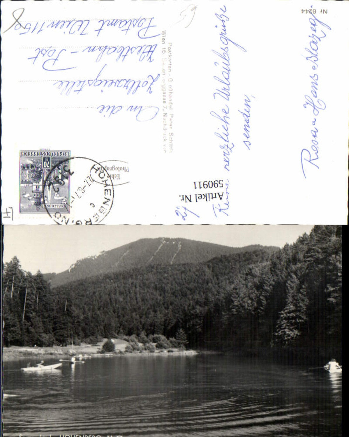 590911,Foto Ak Hohenberg Ruderboot Boot Hinterbergteich