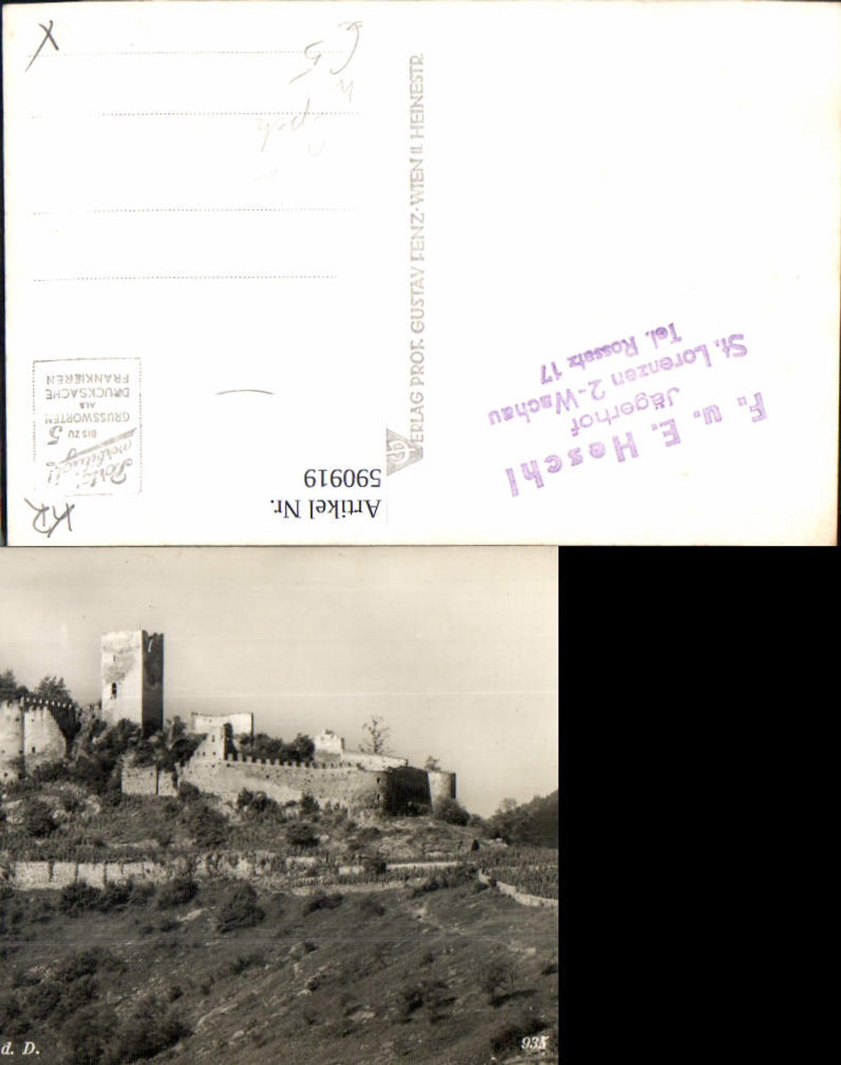 590919,Foto Ak Ruine Hinterhaus Spitz a. d. Donau Wachau