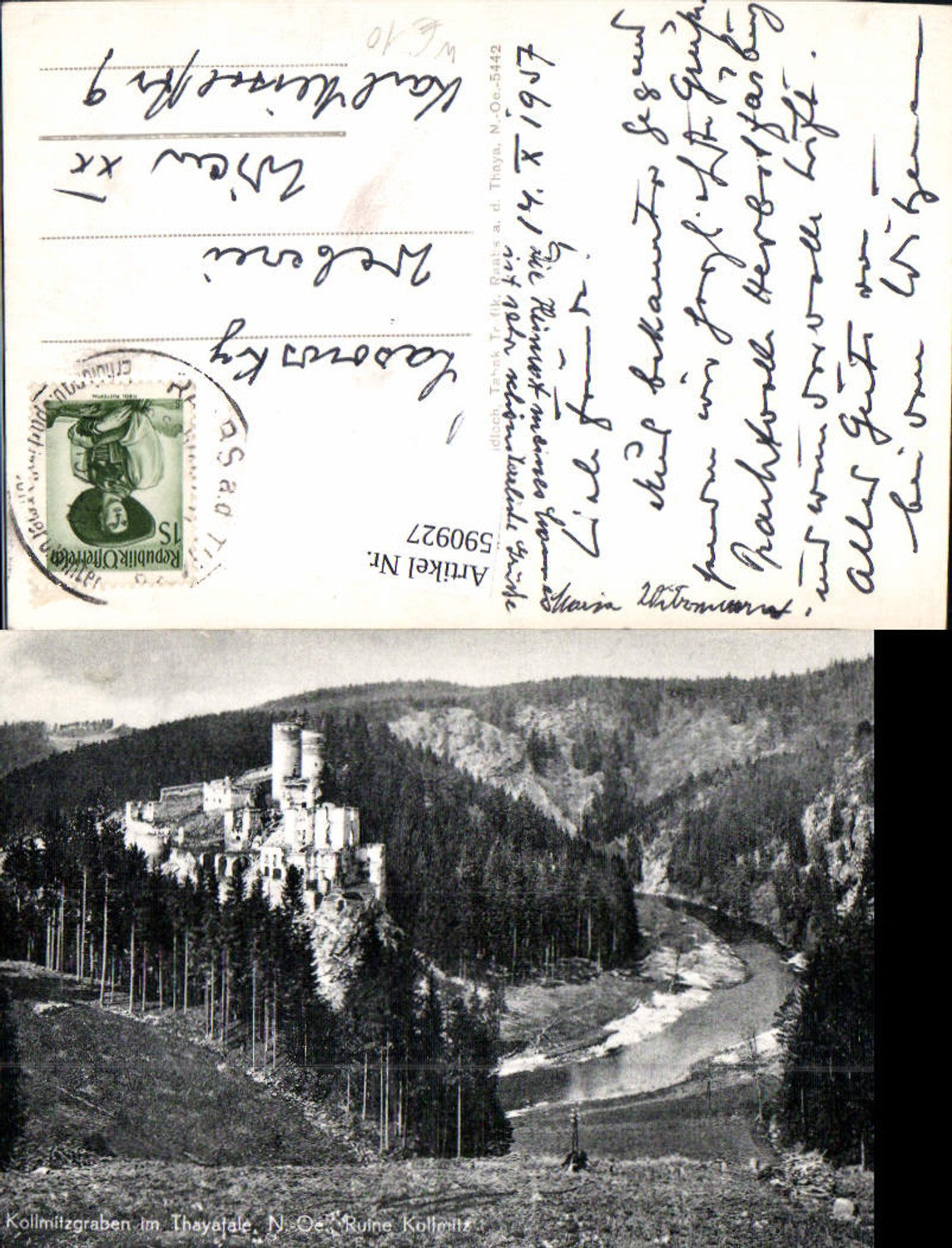 590927,Foto Ak Raabs an der Thaya Kollmitzgraben i. Thayathale Ruine Kollmitz