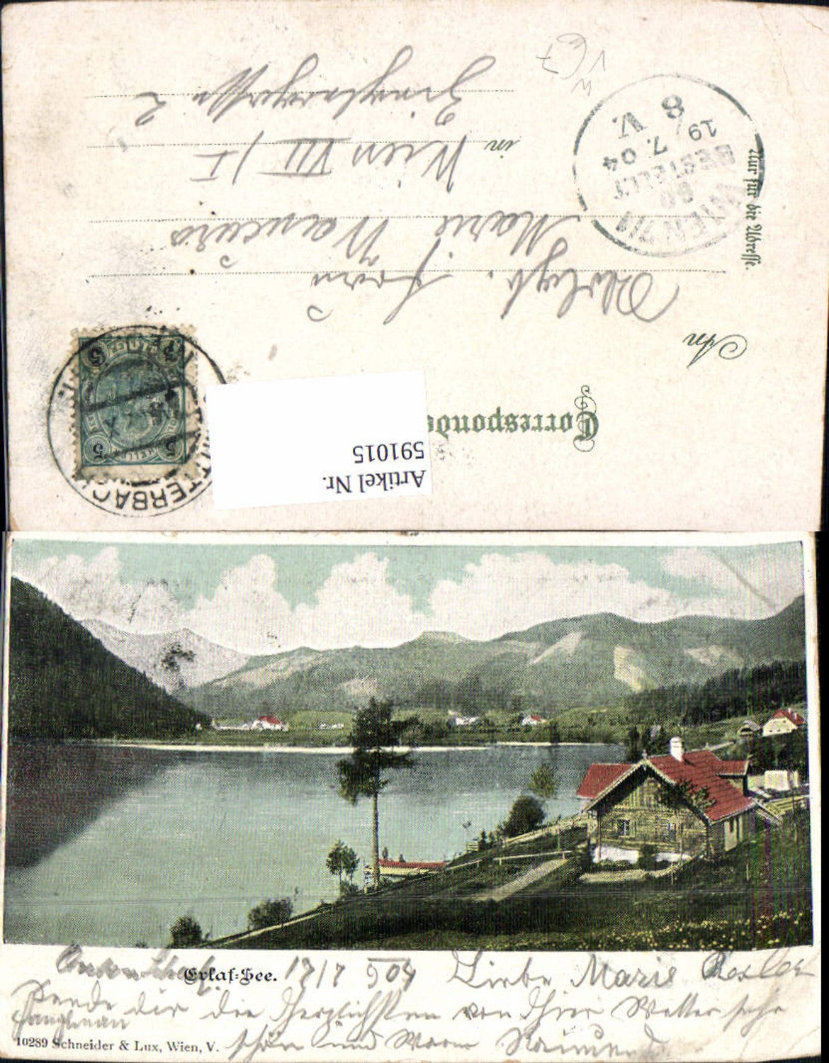 591015,Erlaufsee Mitterbach am Erlaufsee 1904 pub Schneider Lux 10289