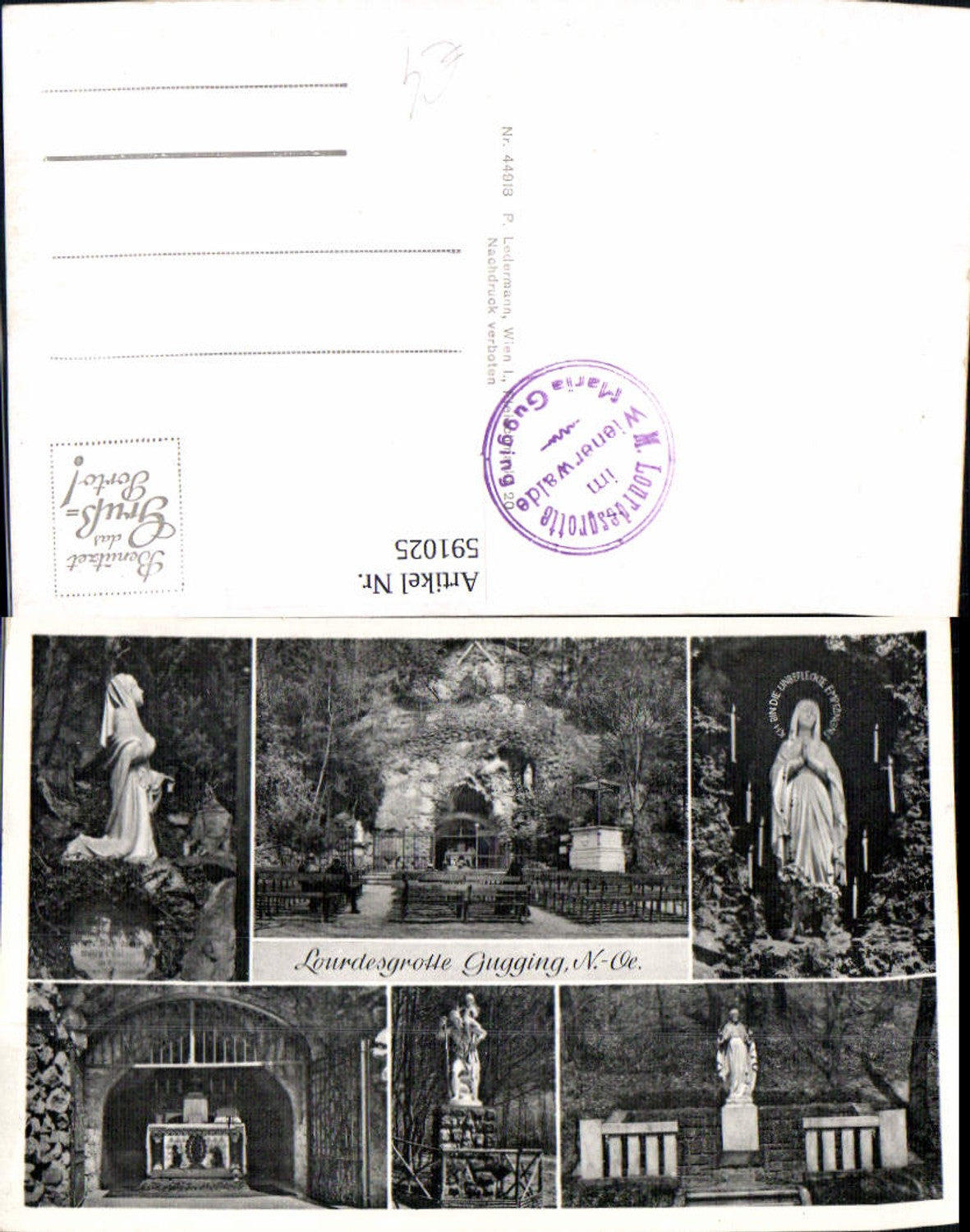 591025,Mehrbild Ak Gugging Lourdesgrotte Maria Gugging Klosterneuburg Statue Religion
