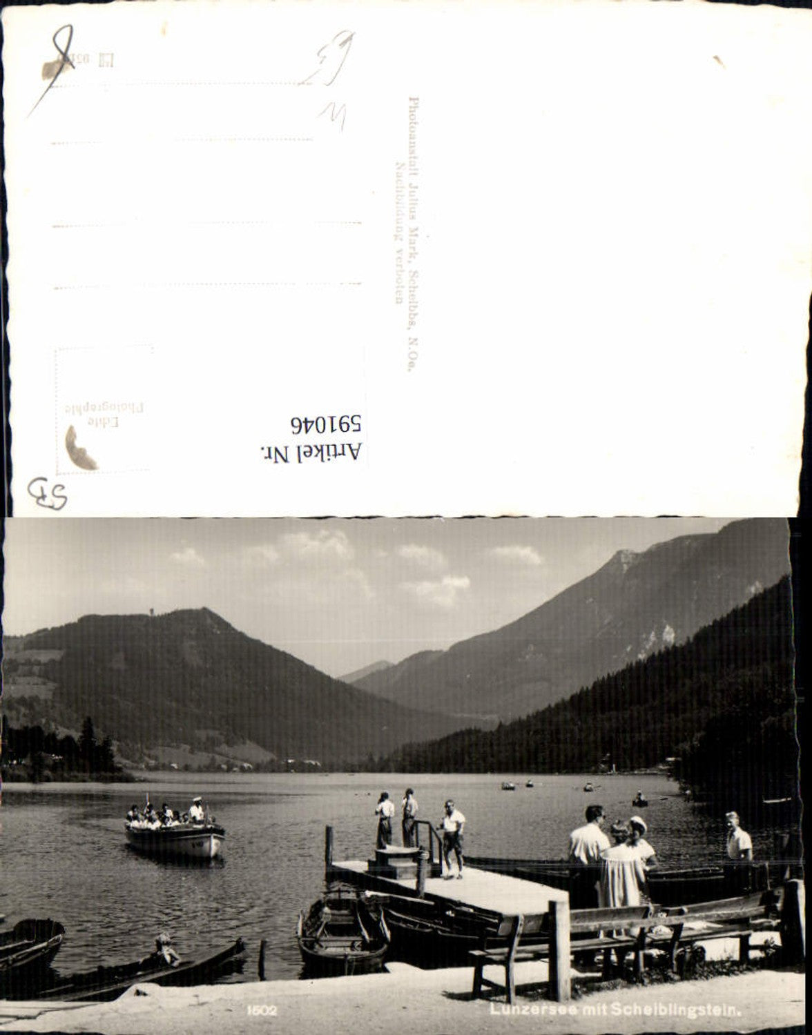 591046,Foto Ak Lunzersee m. Scheiblingstein Lunz a. See Schiff Boot Anleger