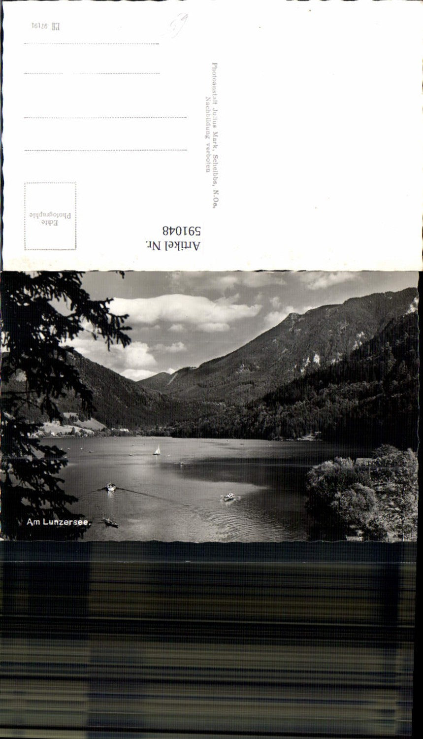 591048,Foto Ak Am Lunzersee Lunz a. See Boote Segelboot Ruderboote