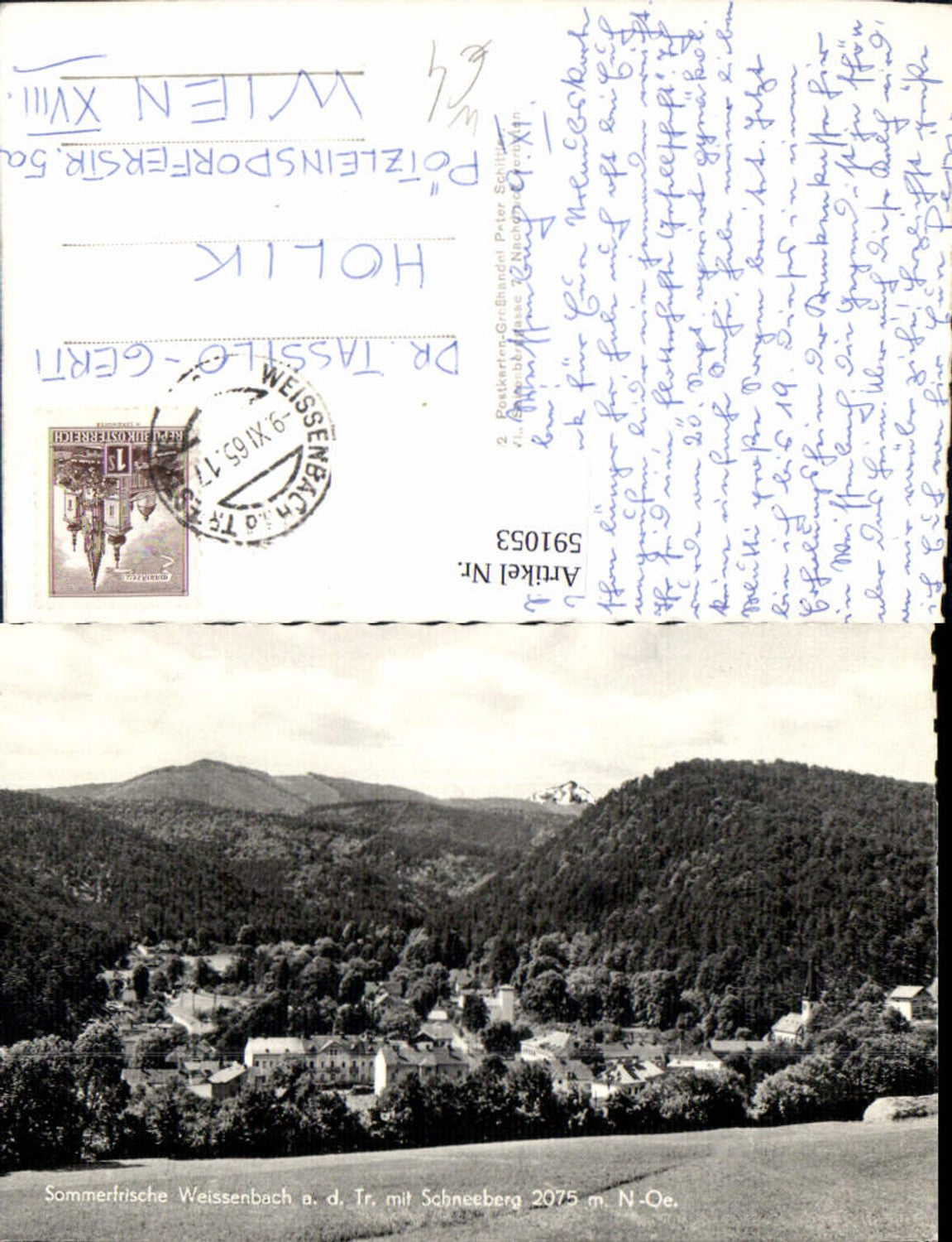 591053,Foto Ak Weissenbach an der Triesting m. Schneeberg